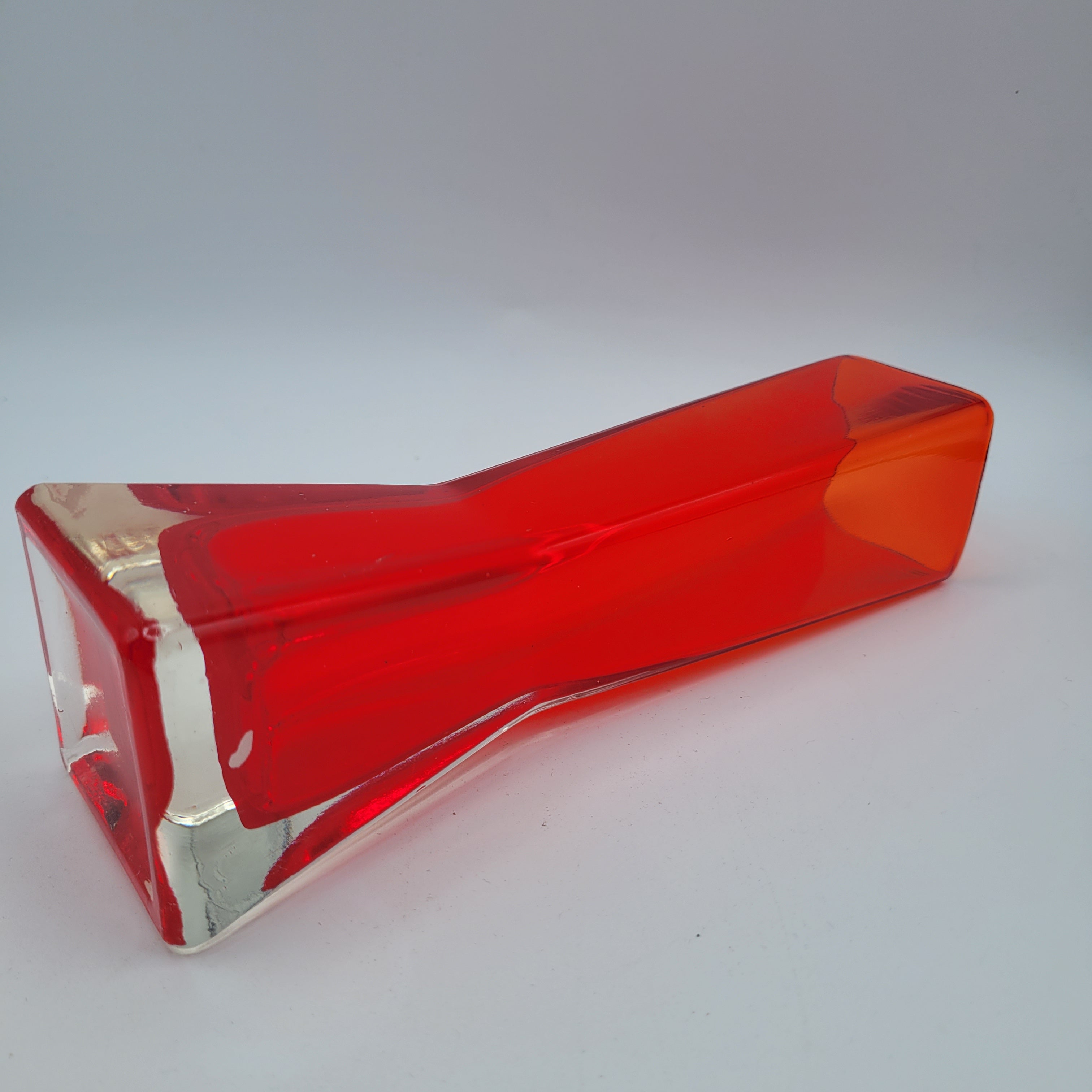 Mid-Century Czechoslovakian Red Sommerso Glass Vase. 1970s