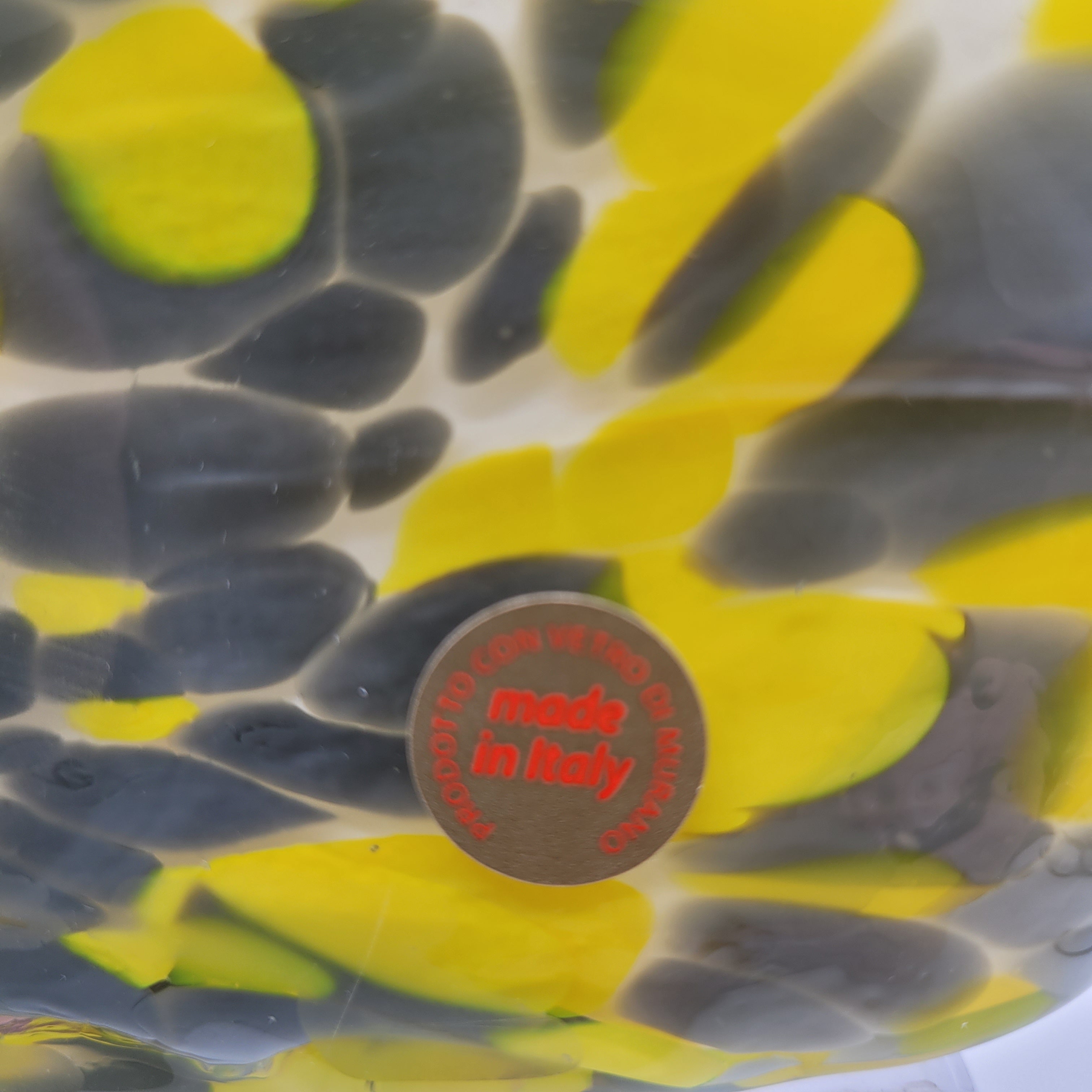 Murano Art Glass Handbag vase/Sculpture – Yellow & Grey with Pink Handles 👛