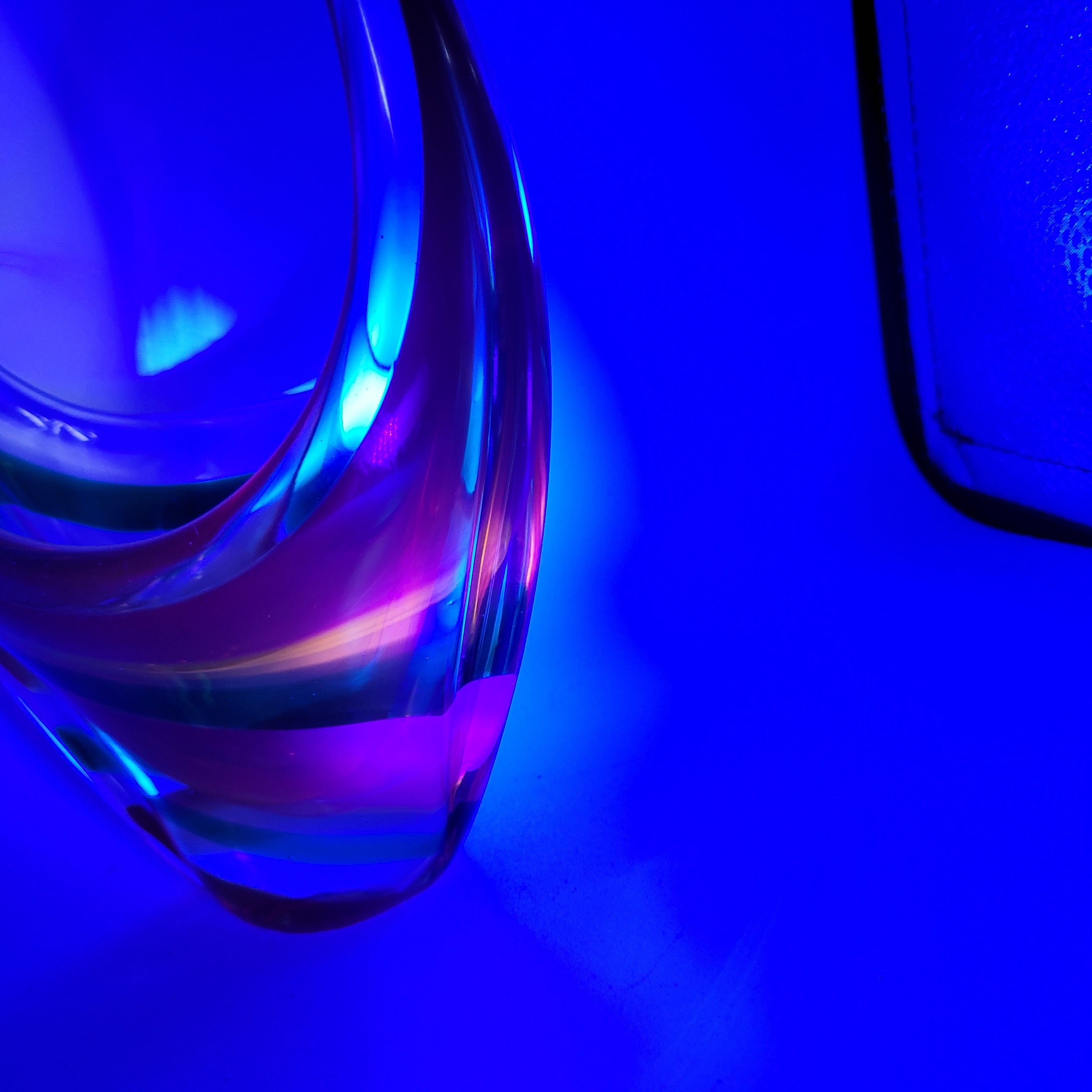 MCM Viartec THF Spanish Art glass sculpture in the Murano tradition, Hand-blown, Vibrant Colour circa 1960s...selenium pinks that glows in UV light.