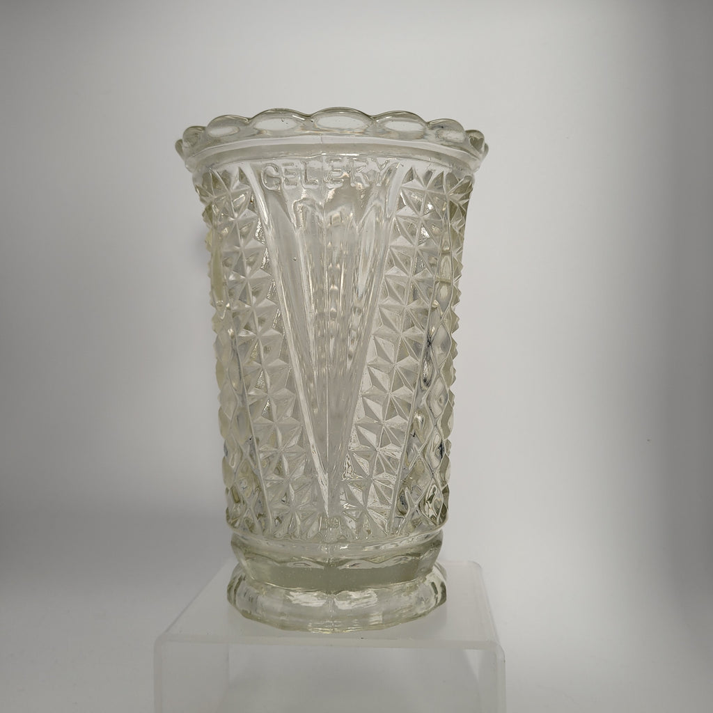 Victorian Pressed Glass “CELERY” Vase — Sowerby, England c. 1885–1895
