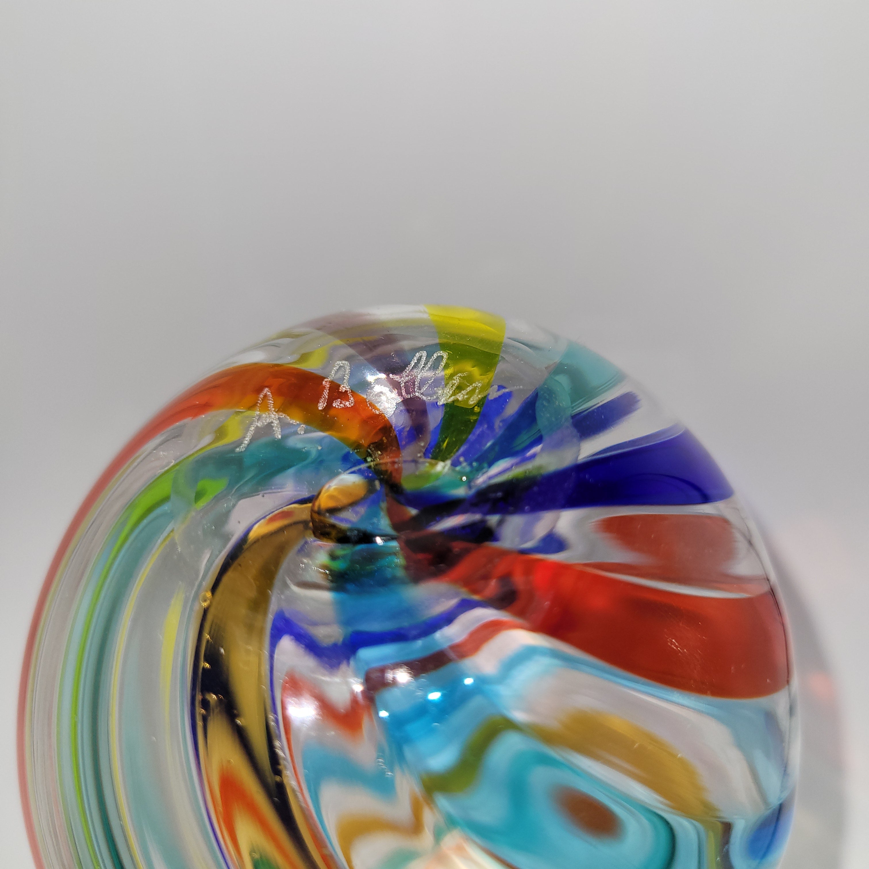 F&M Ballarin Murano Filigree Spiral glass Vase. Signed and with label.