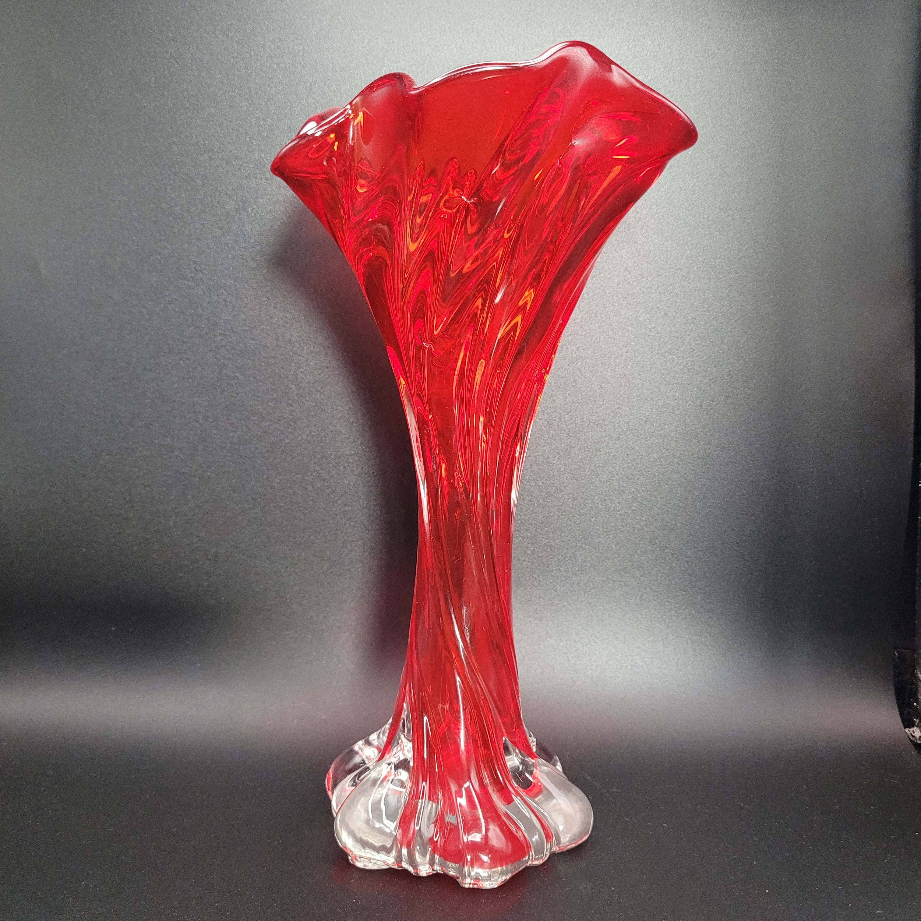 Mid-Century Czech Red Crystal Art Glass Vase, Attributed to Josef Hospodka for Chribska, c. 1970s