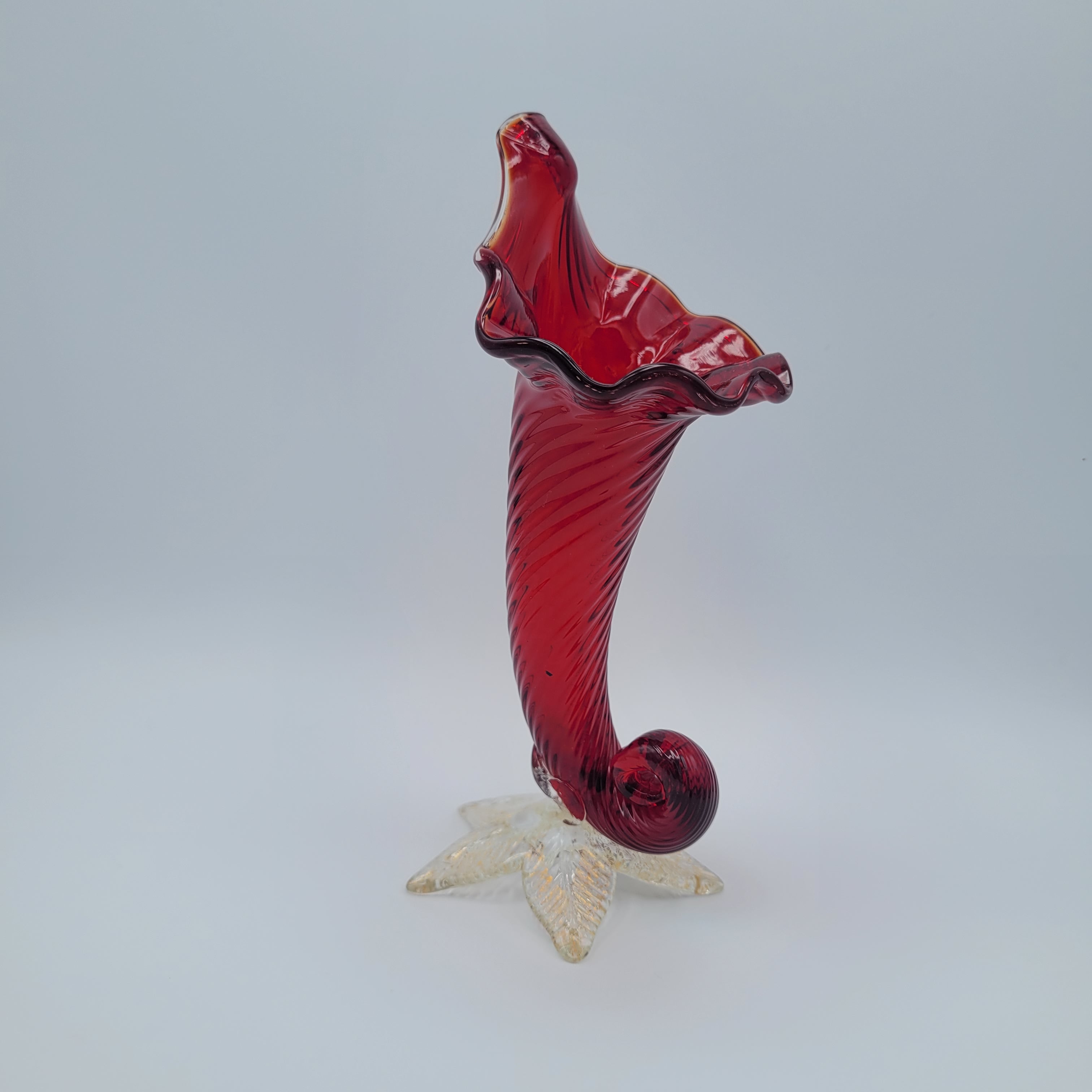 Mid 20th century art glass Cornucopia vase Murano School circa 1950s