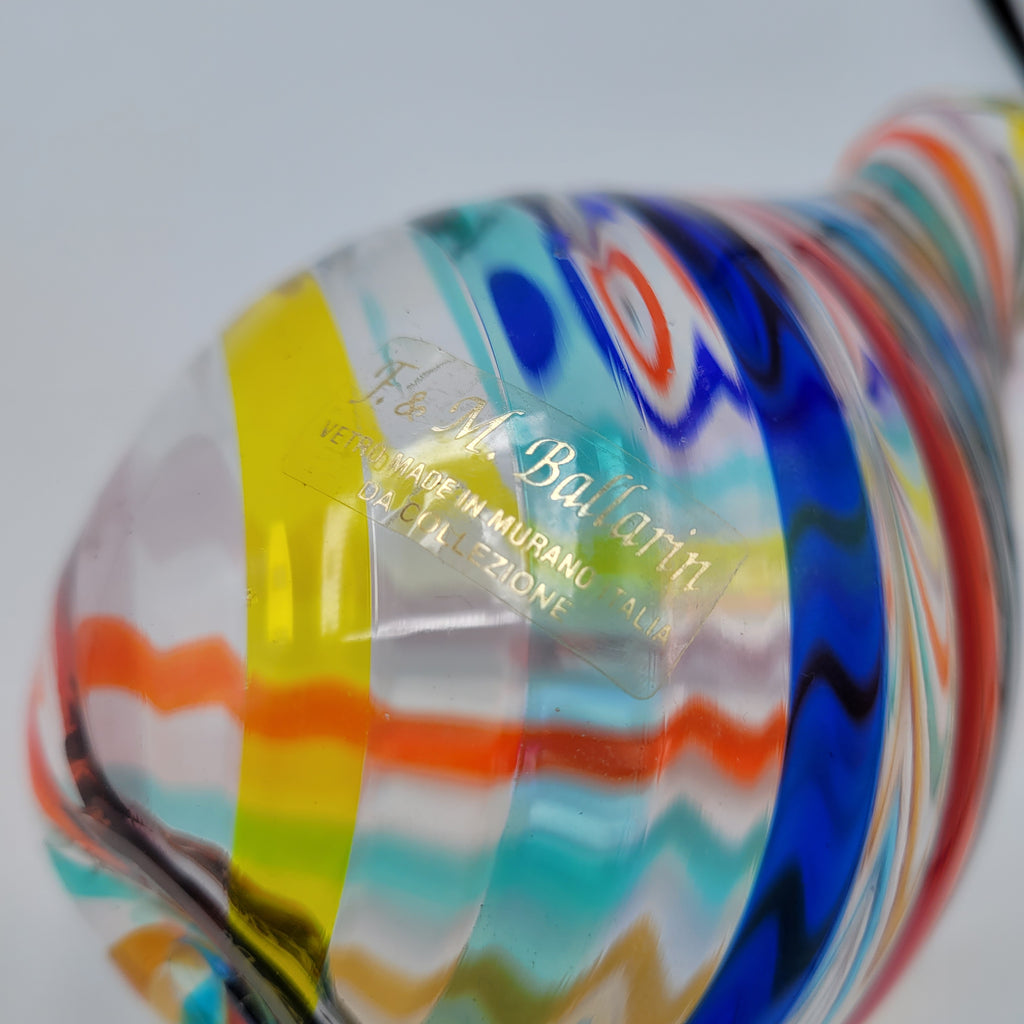 F&M Ballarin Murano Filigree Spiral glass Vase. Signed and with label.