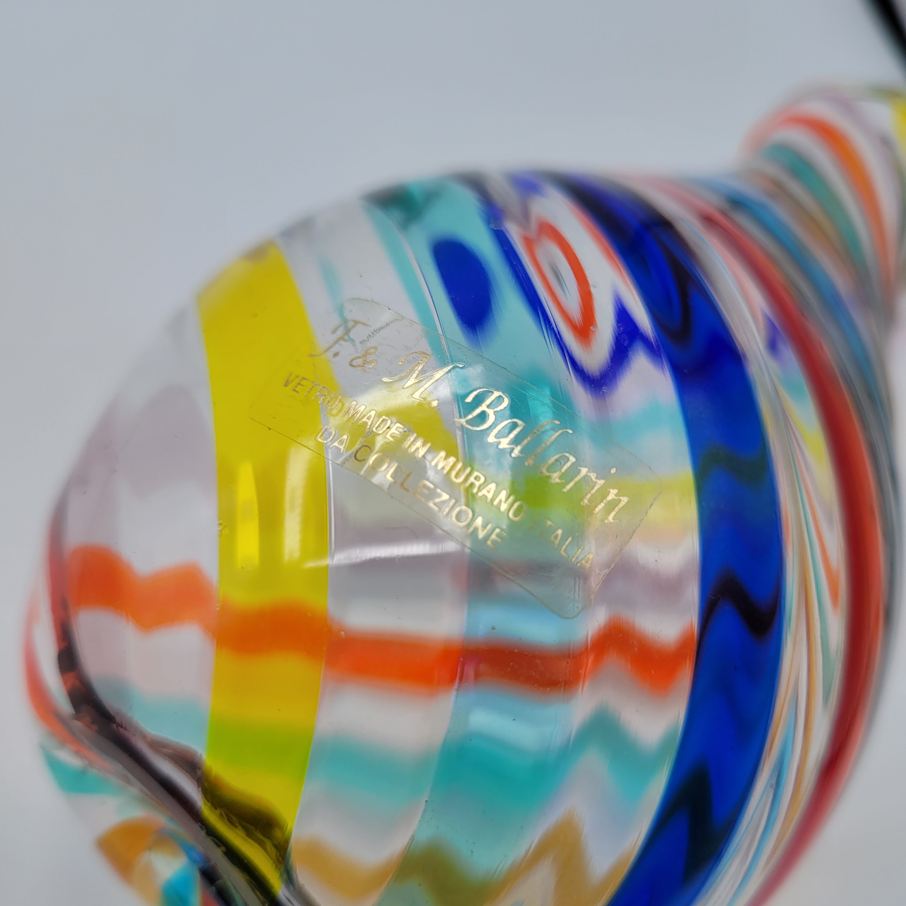 F&M Ballarin Murano Filigree Spiral glass Vase. Signed and with label.