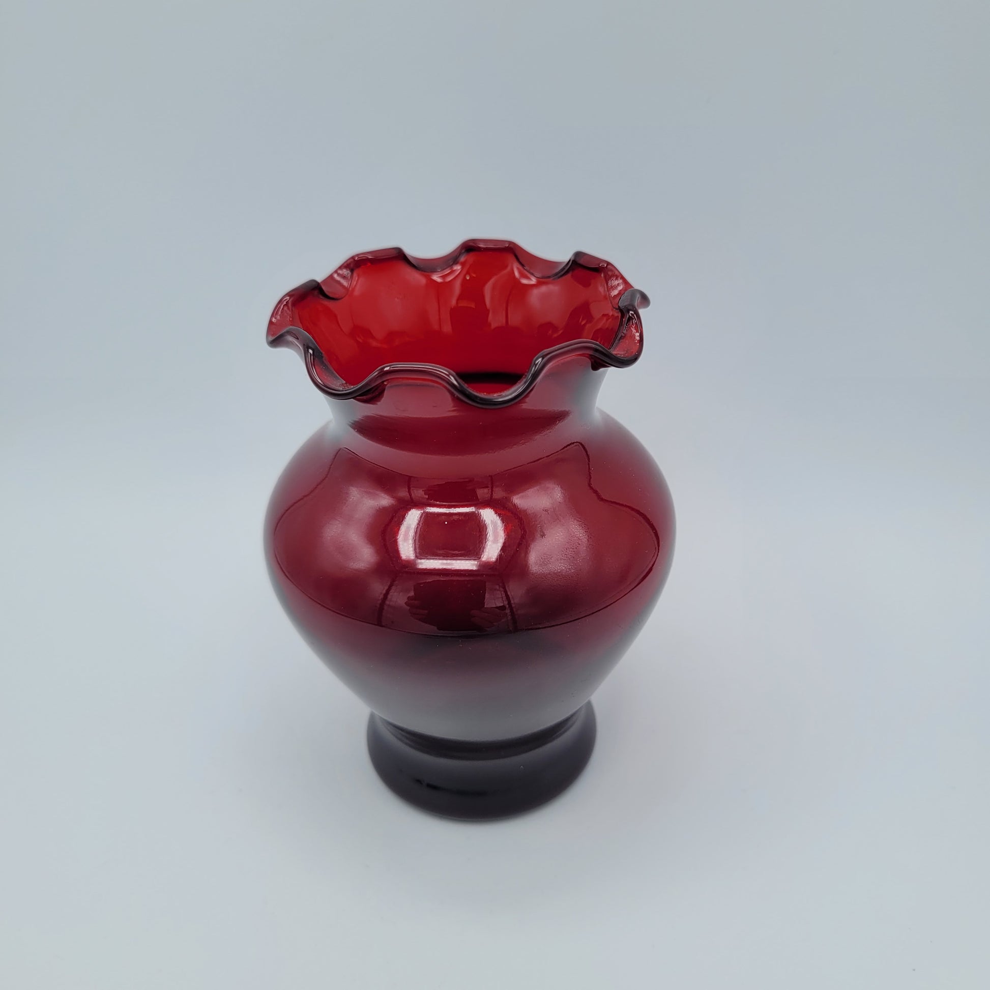 Anchor Hocking Royal Ruby Red line posy vase.