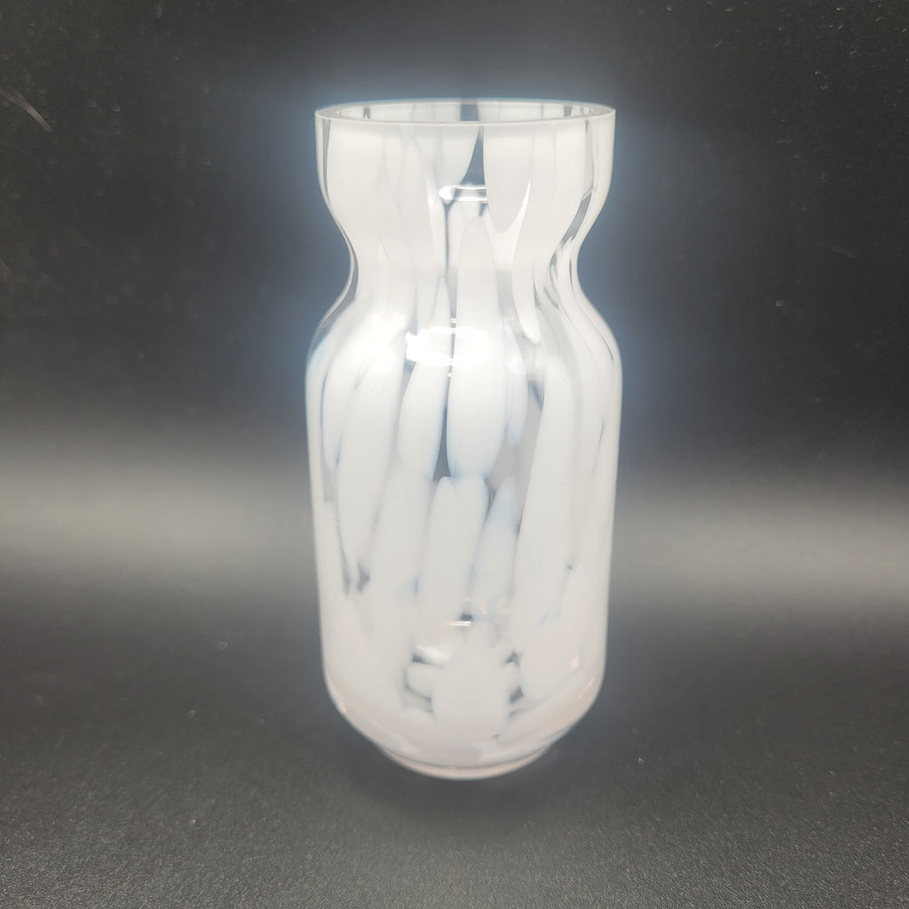 MCM Unique white hand-blown vase with distinctive spatter pattern. Clearly showing Murano influences. Circa 1960s