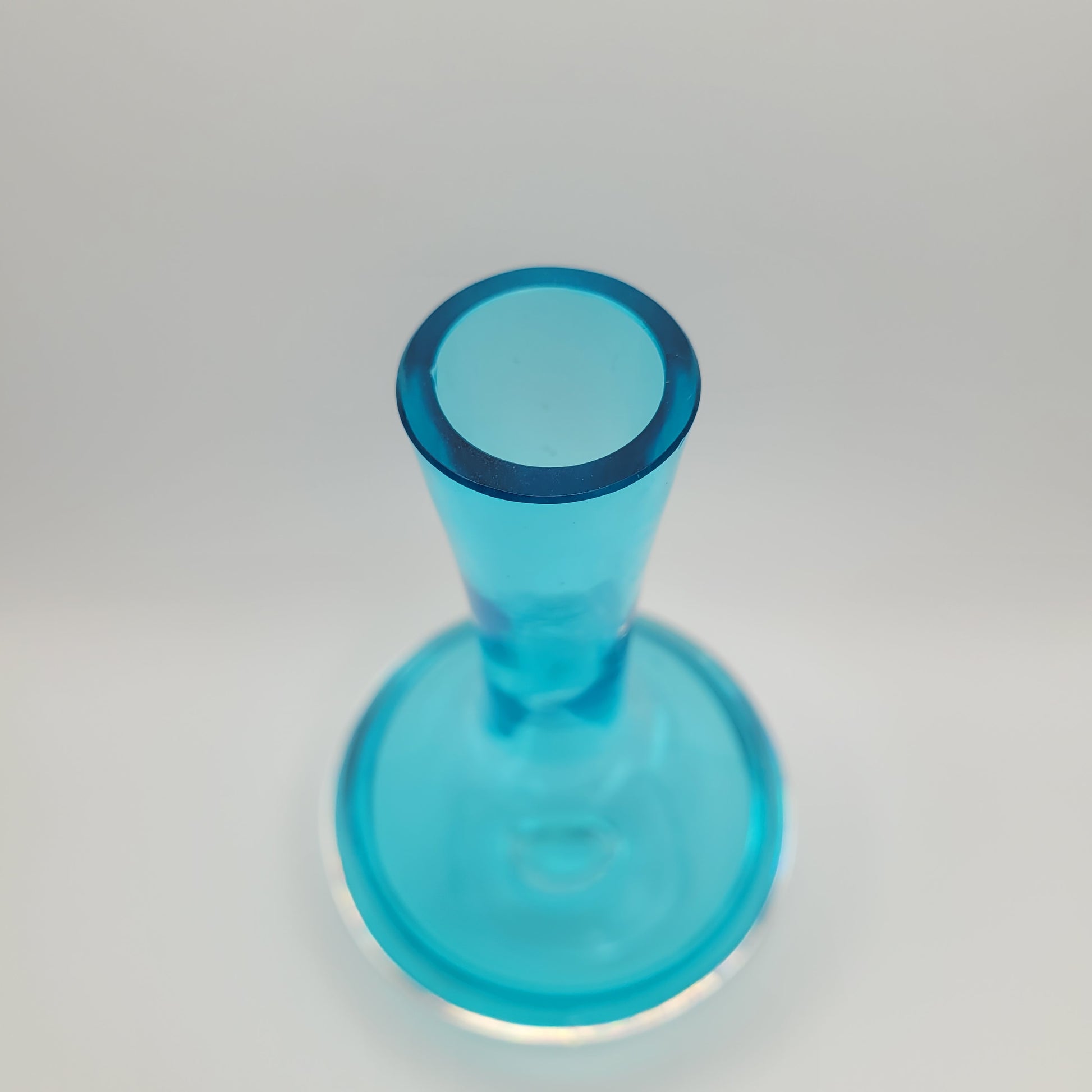 Scandinavian Art Glass Blue Sommerso footed Bud Vase.