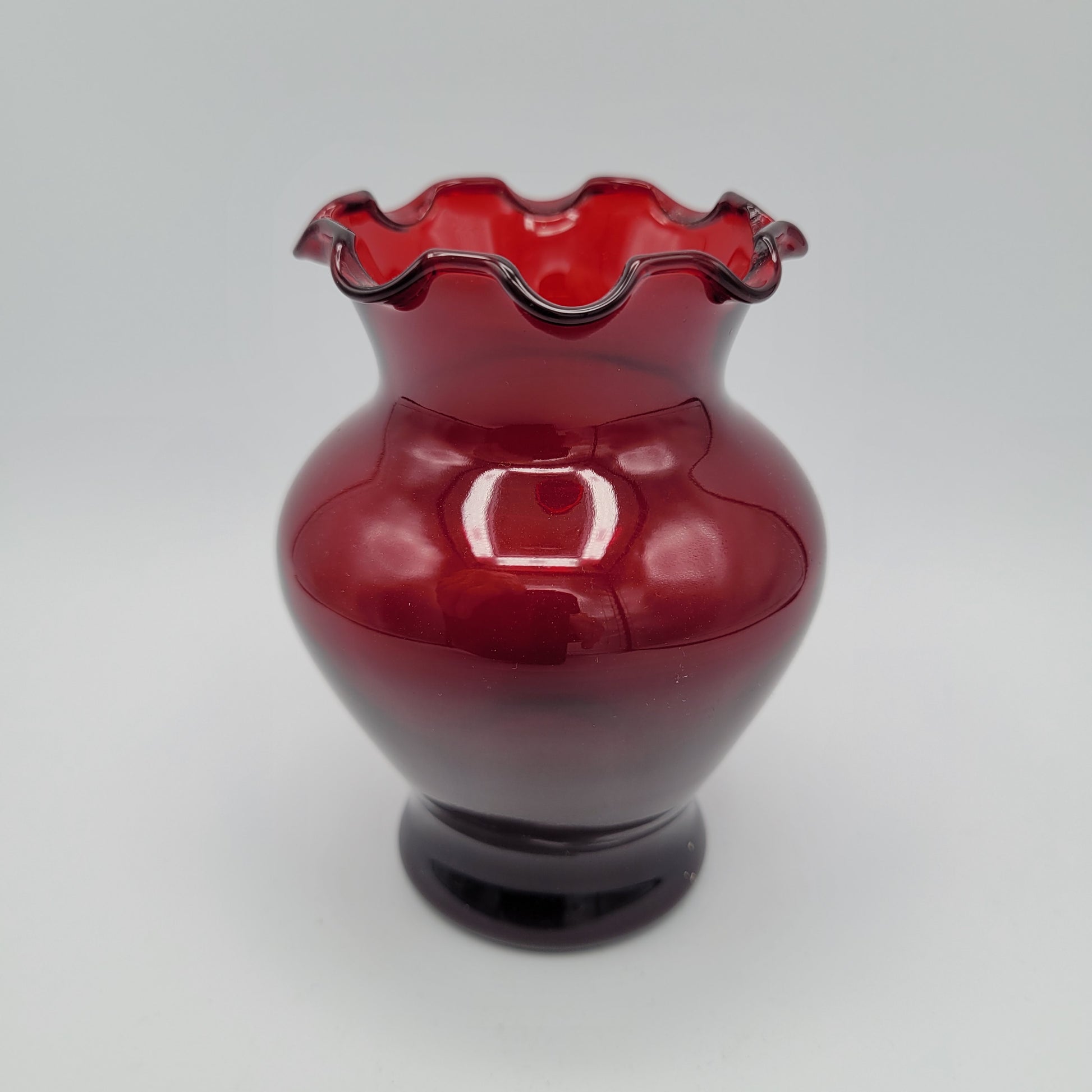 Anchor Hocking Royal Ruby Red line posy vase.