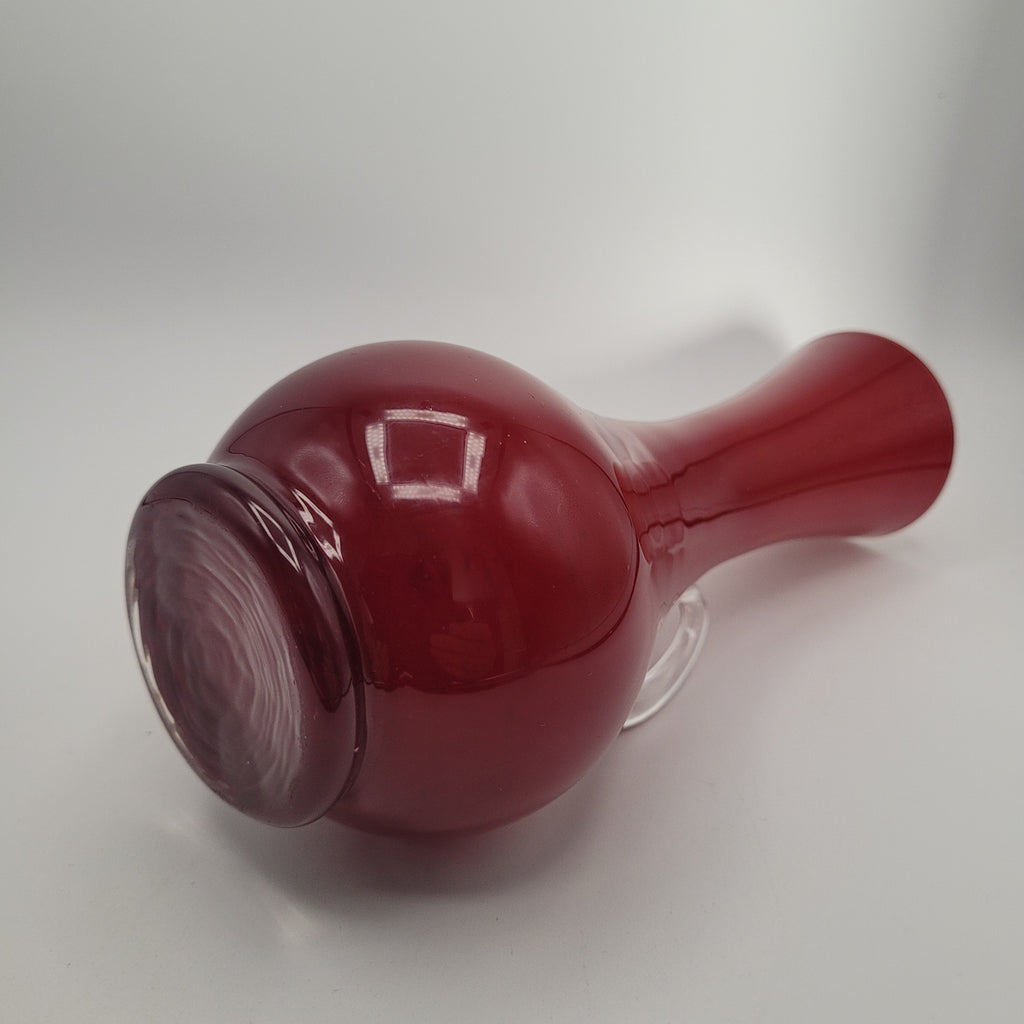 Italian Cased Ruby Red Glass Handled Vase – Attributed to the Empoli Region, c.1960–1970s 🇮🇹
