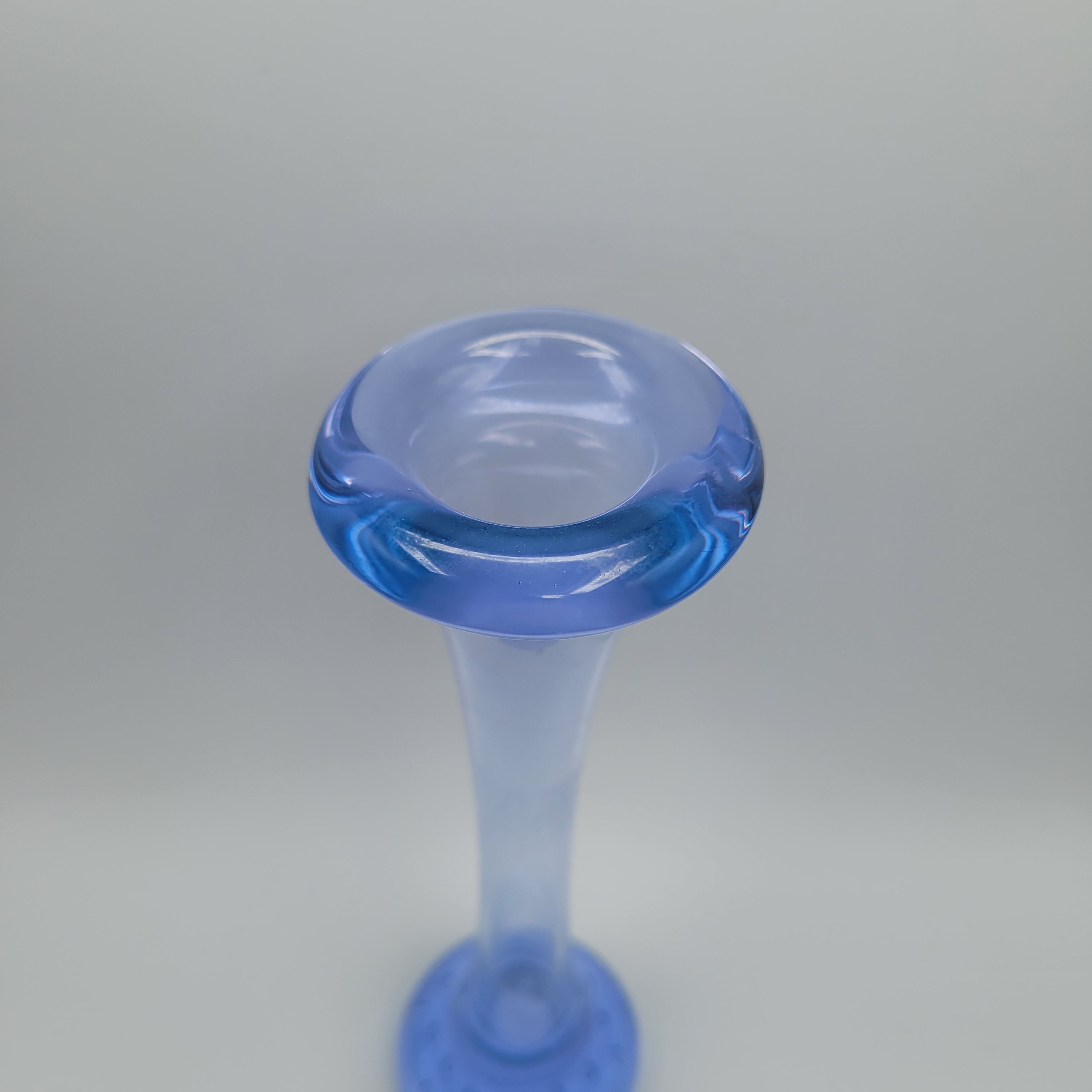 Mid Century Modern Scandinavian Blue Art Glass "Bone" Vase Bullicante Base