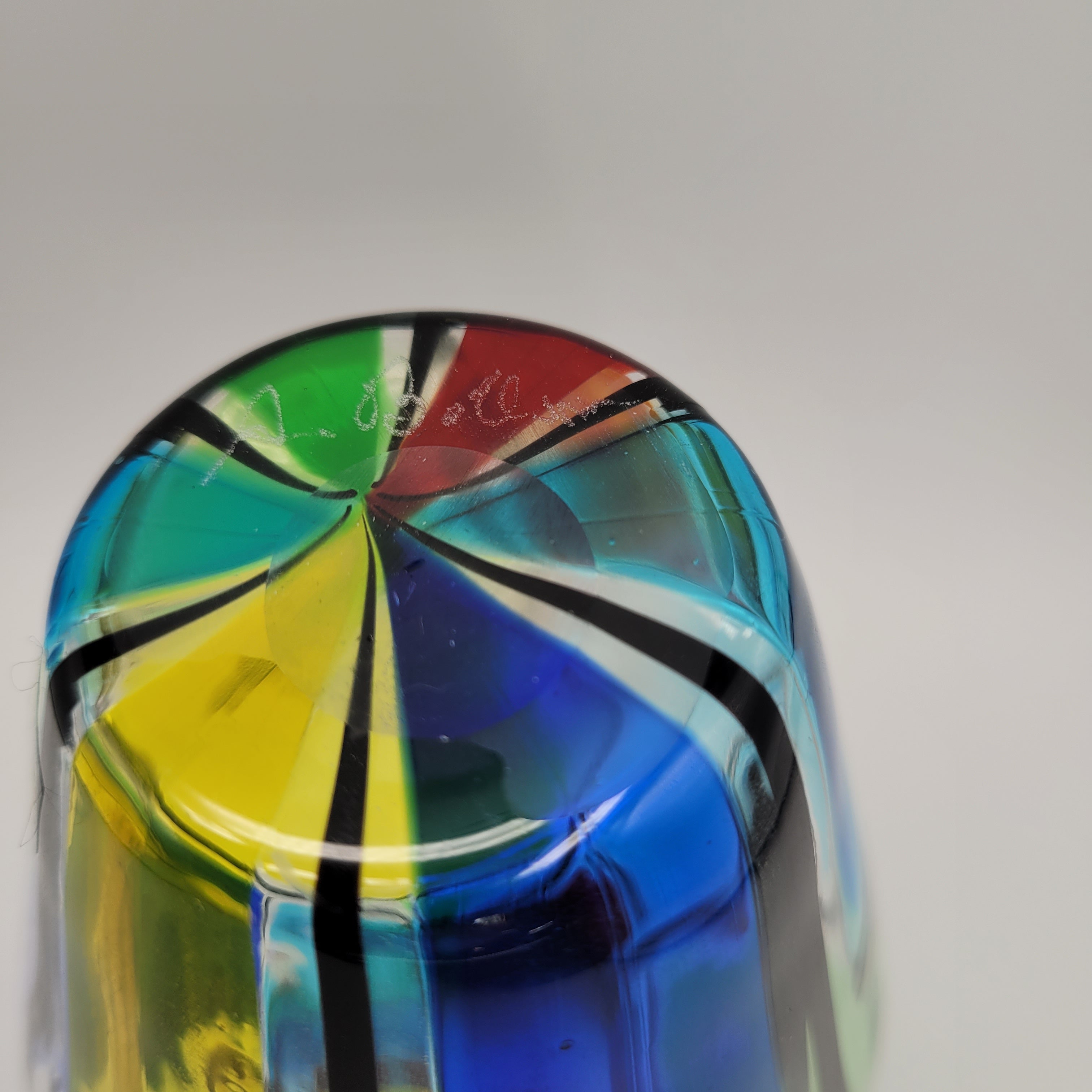 Angelo Ballarin "Carnevale Vase" from the F&M Ballarin studio. Signed, label, and certified Murano Pezzato Glass