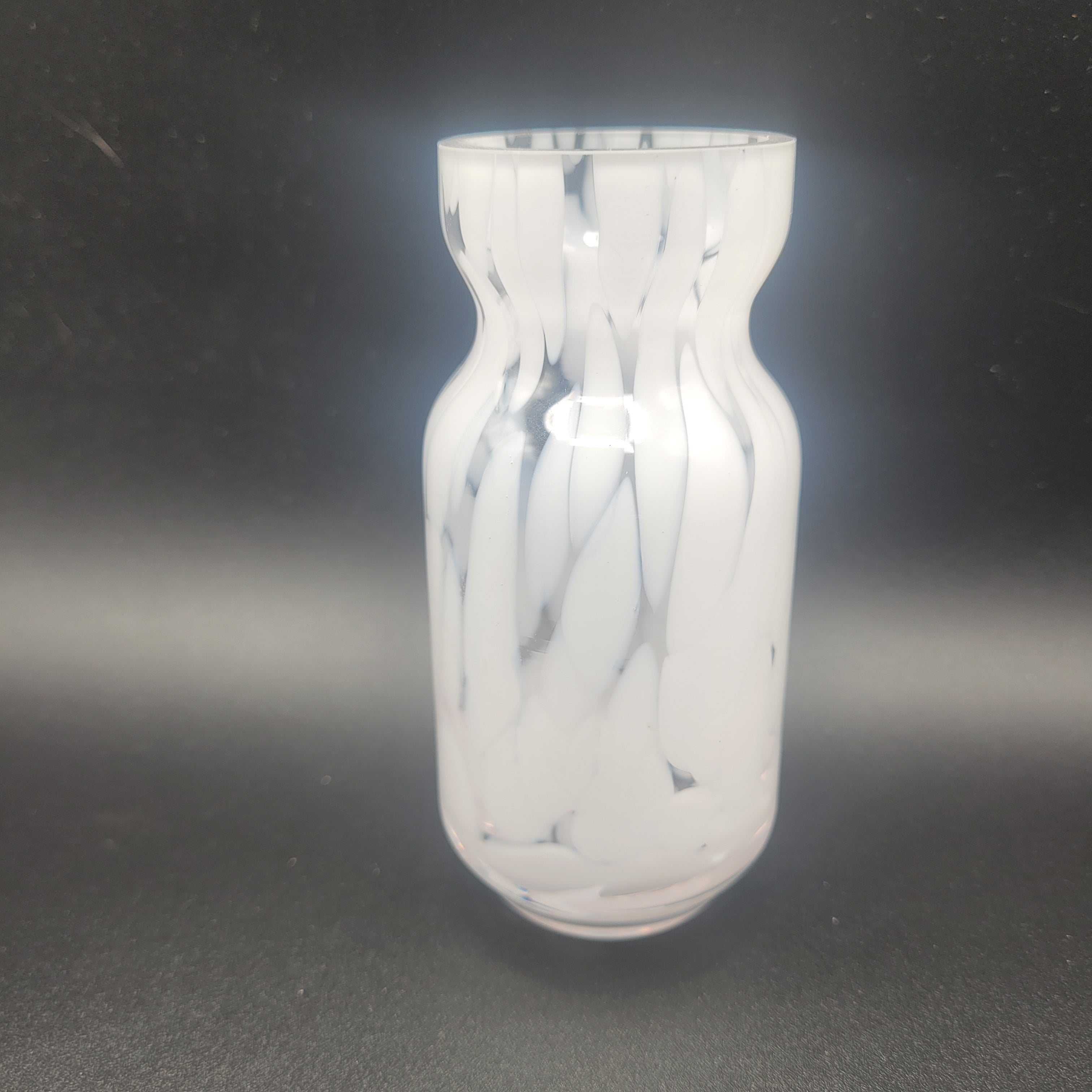 MCM Unique white hand-blown vase with distinctive spatter pattern. Clearly showing Murano influences. Circa 1960s