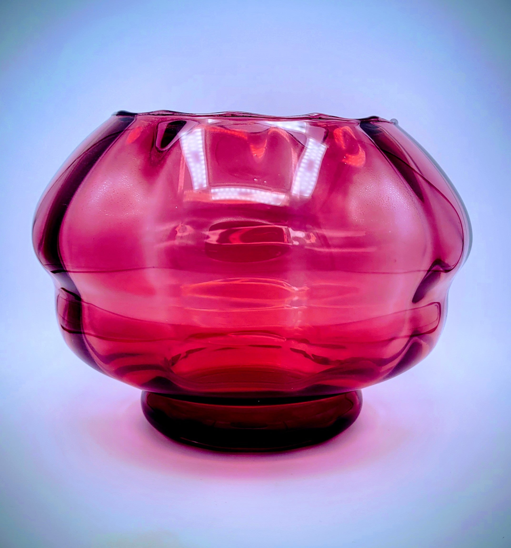 Pilgrim Cranberry Glass Bowl circa 1960s.