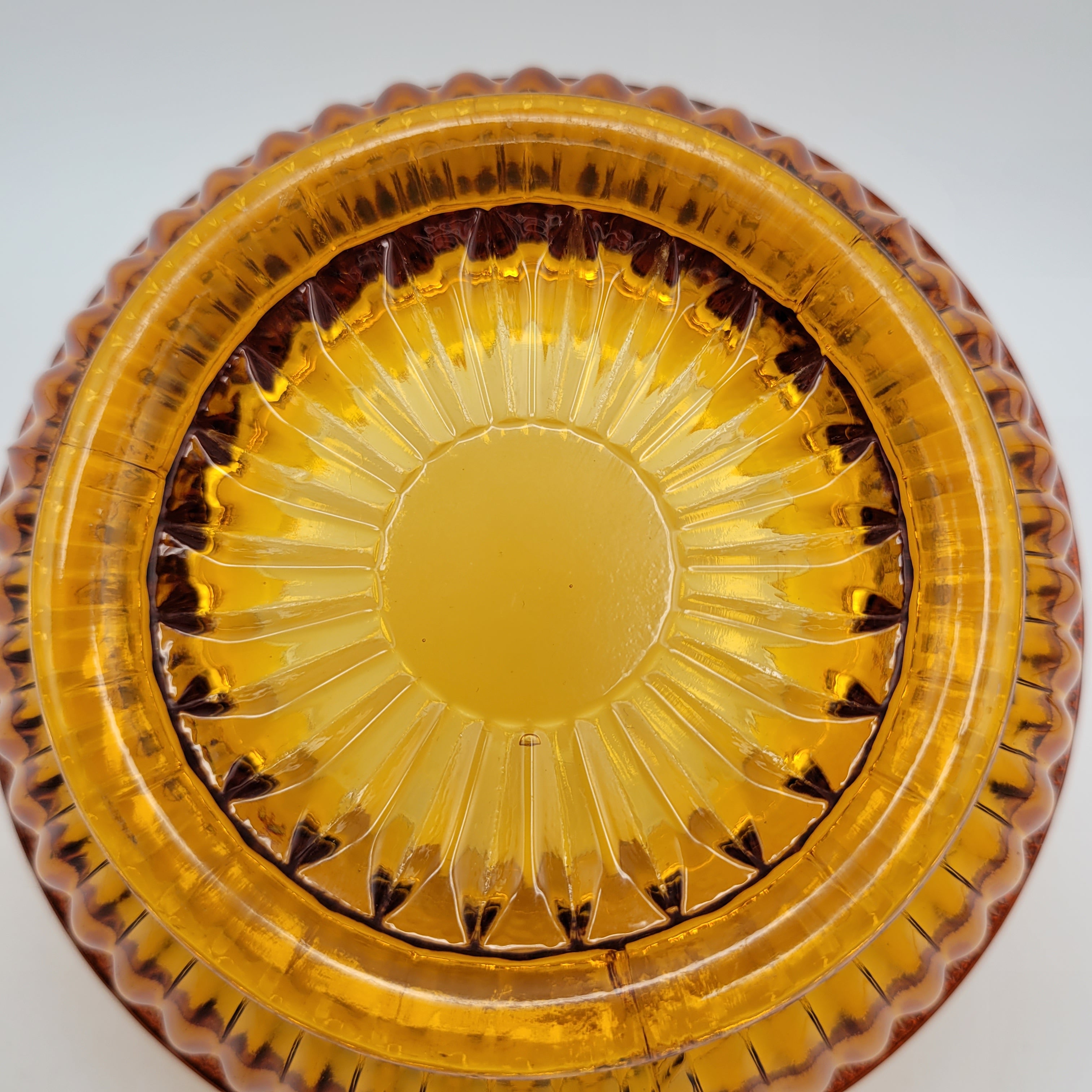 Mid-Century Amber Crystal Bowl — Attributed to Rückl / Sklo Union, Czechoslovakia c. 1965–1975