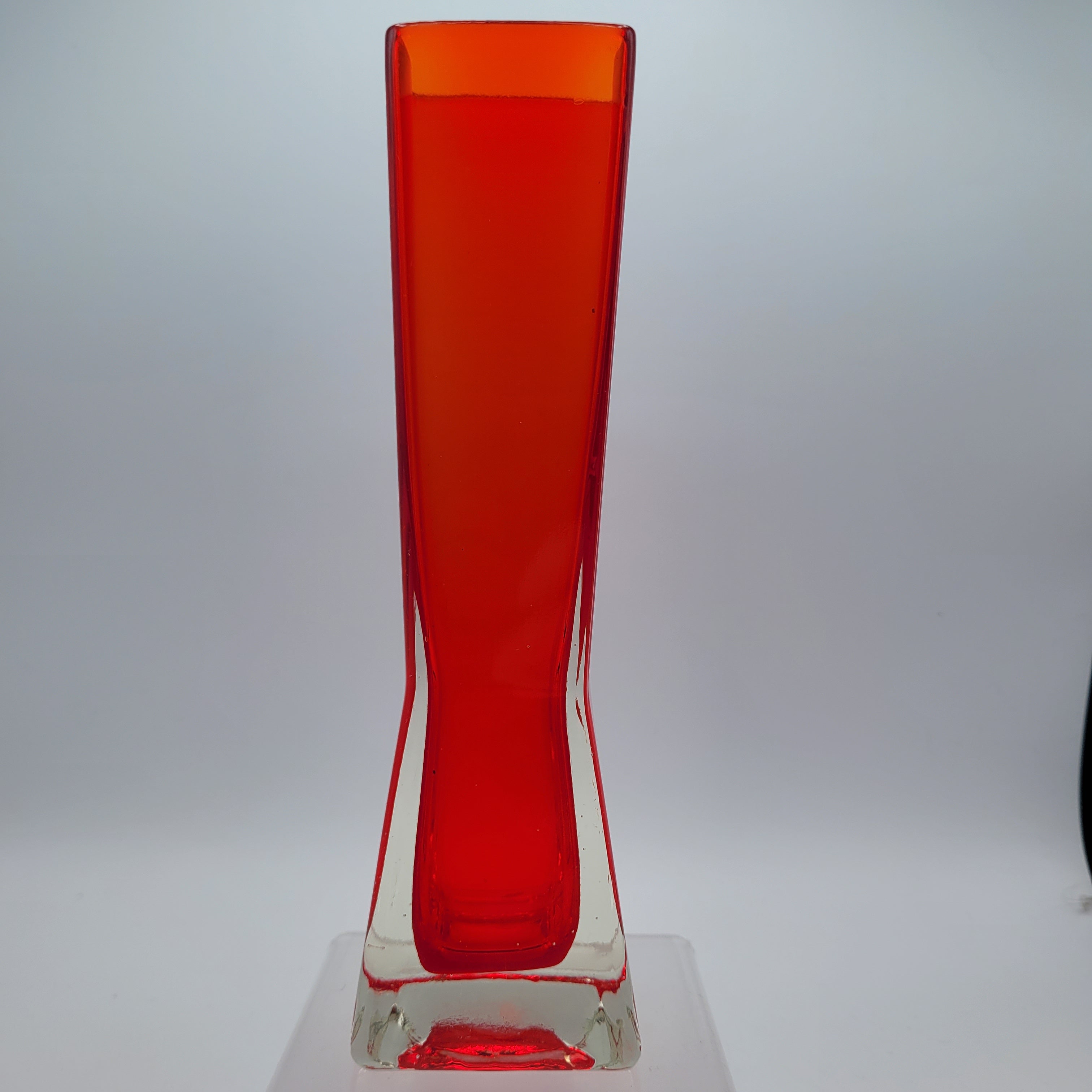 Mid-Century Czechoslovakian Red Sommerso Glass Vase. 1970s