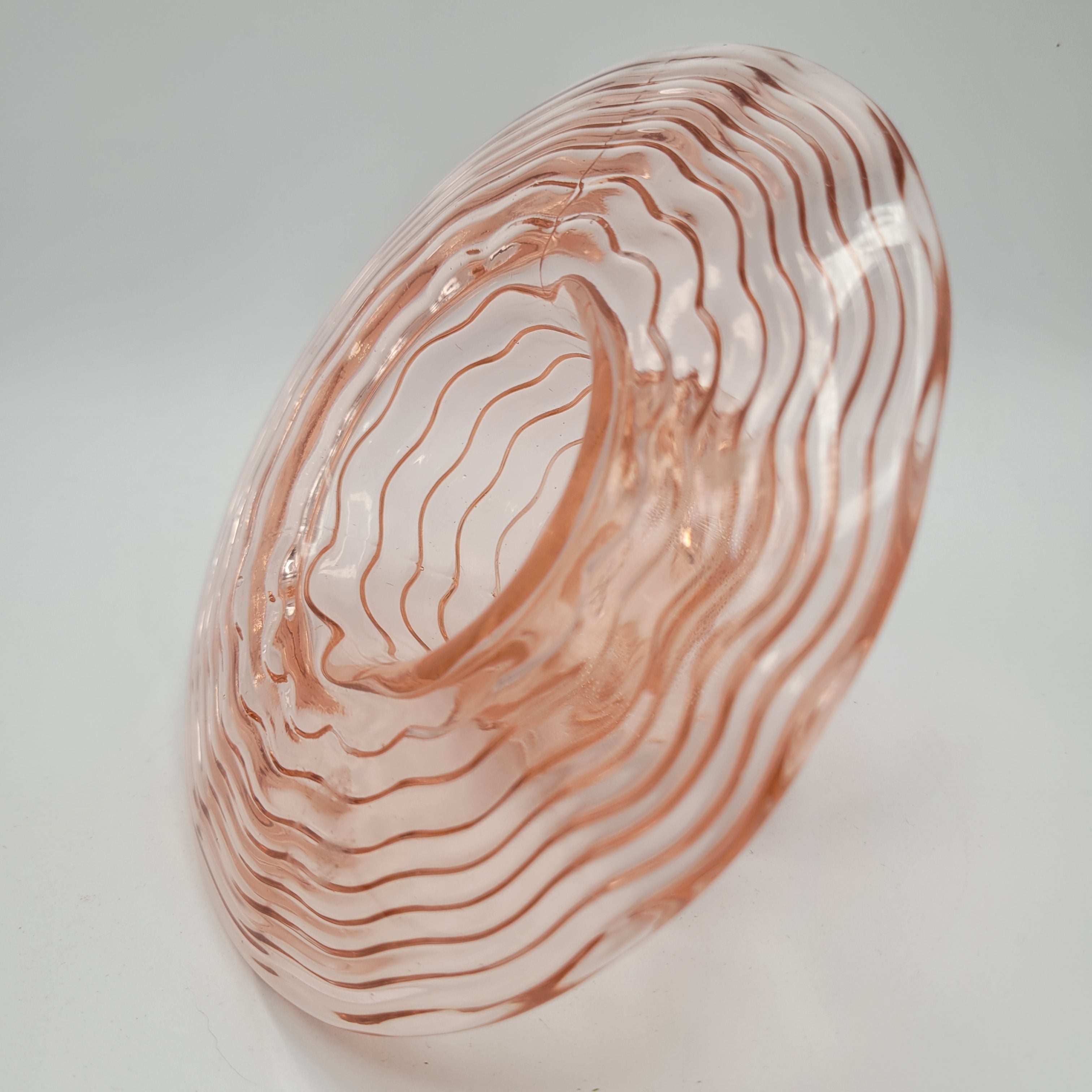 Optic-Ribbed Rose-Pink Bowl — Strongly Reminiscent of Ekenäs Glasbruk, Sweden,       c.1955–65