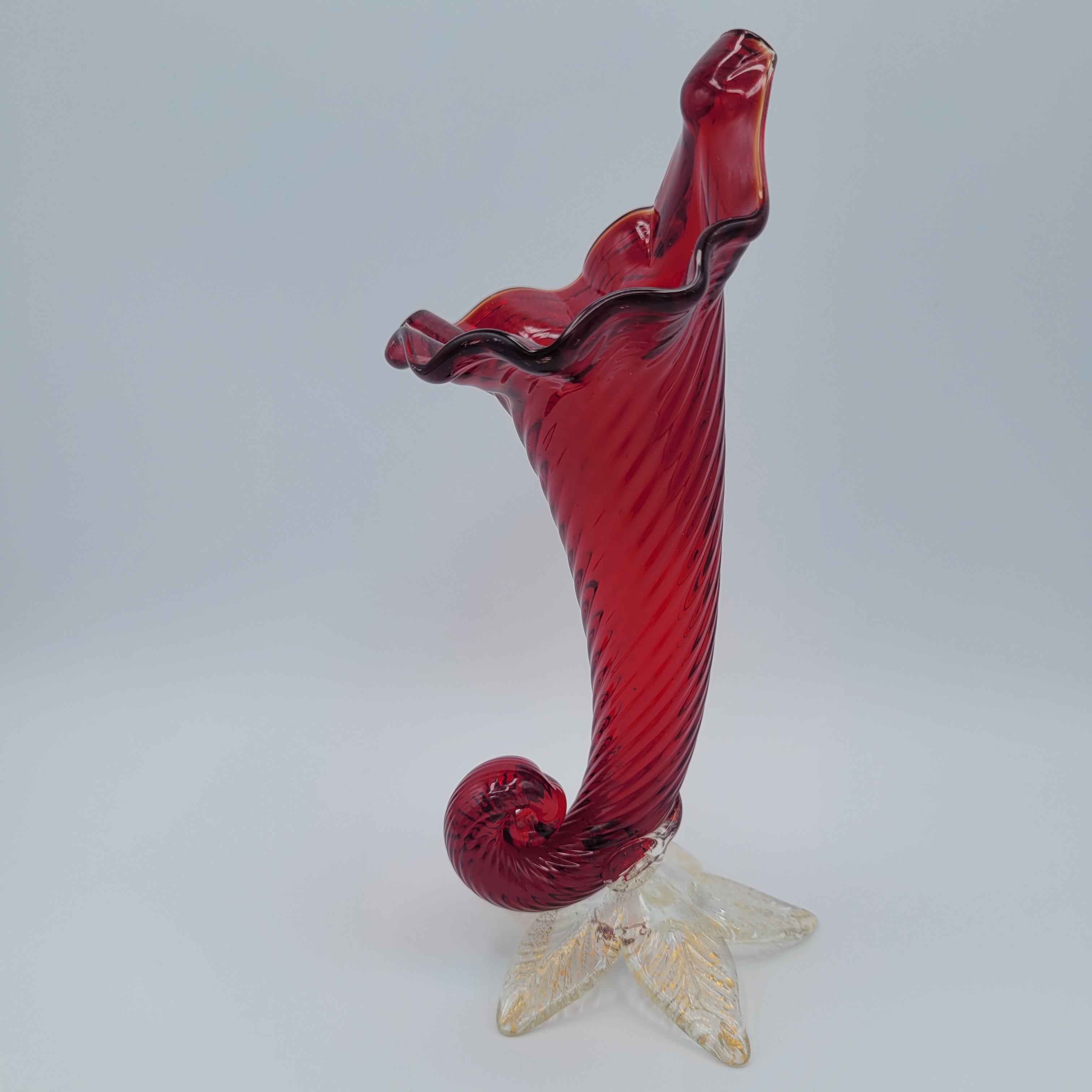 Mid 20th century art glass Cornucopia vase Murano School circa 1950s