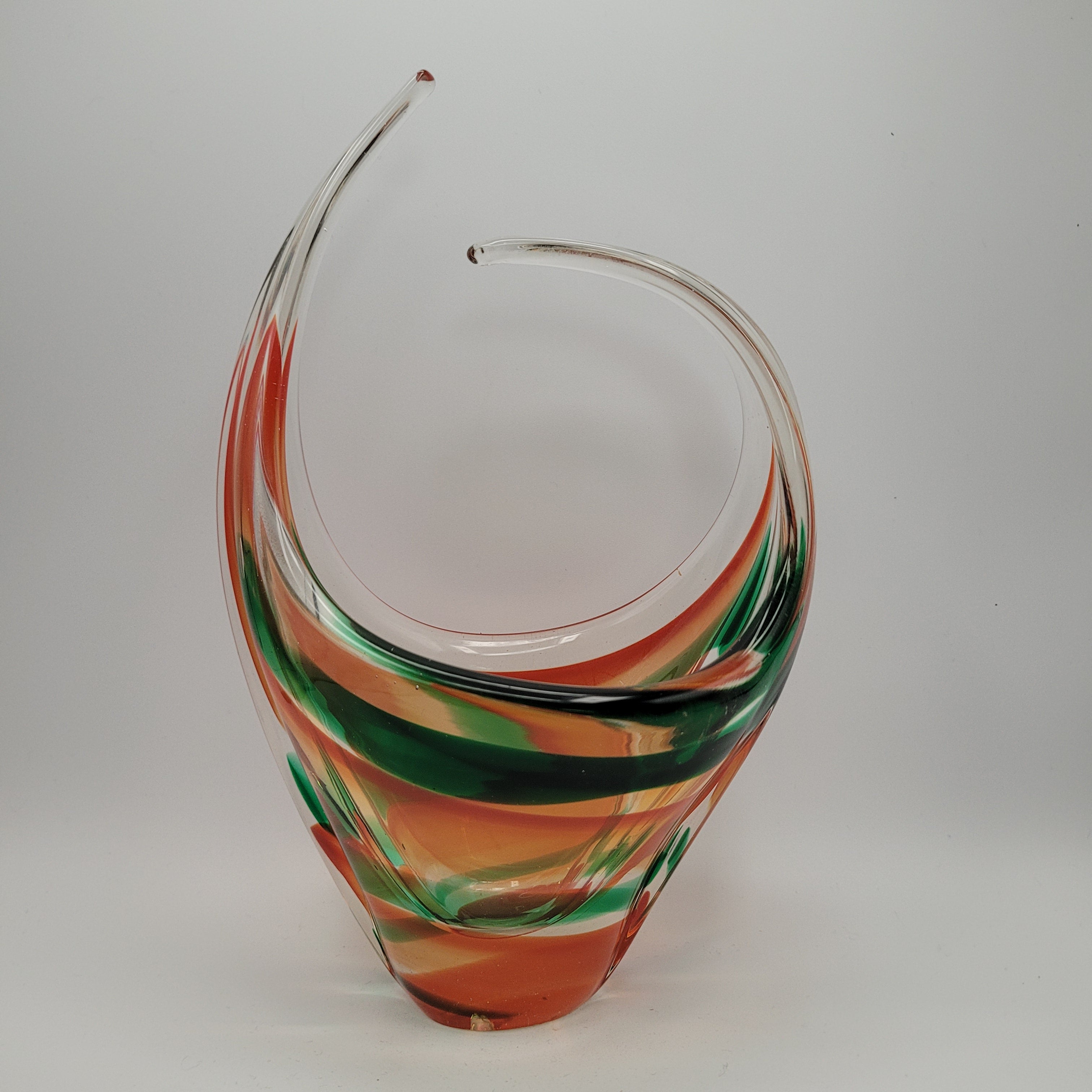 MCM Viartec THF Spanish Art glass sculpture in the Murano tradition, Hand-blown, Vibrant Colour circa 1960s...selenium pinks that glows in UV light.