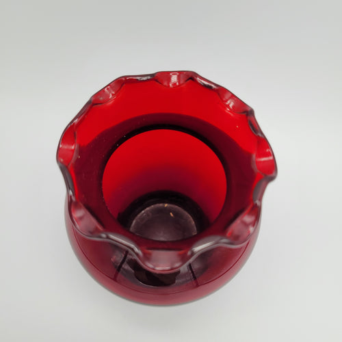 Anchor Hocking Royal Ruby Red line posy vase.
