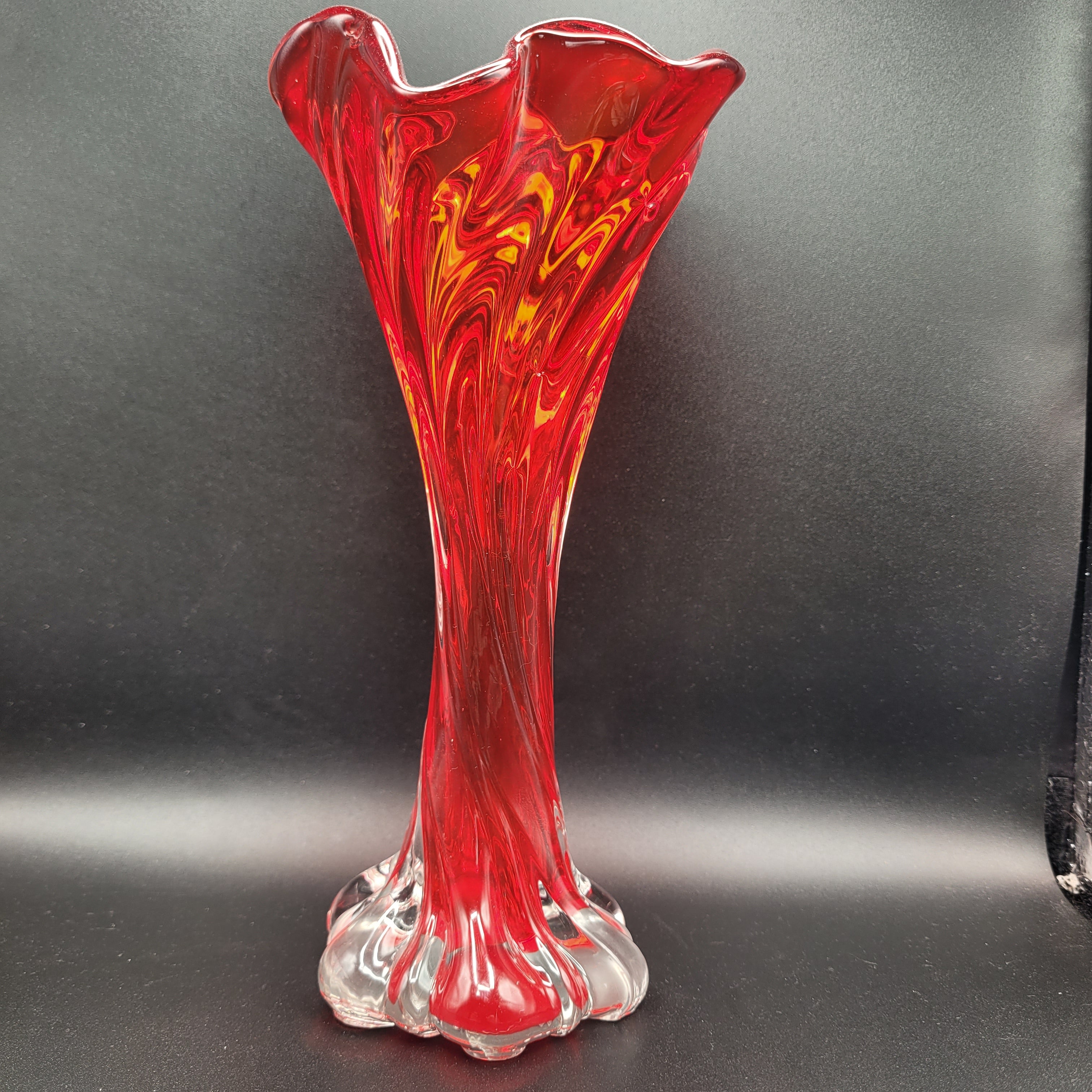 Mid-Century Czech Red Crystal Art Glass Vase, Attributed to Josef Hospodka for Chribska, c. 1970s