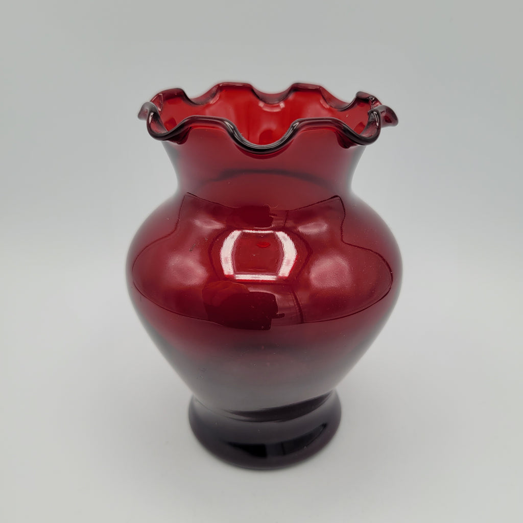 Anchor Hocking Royal Ruby Red line posy vase.