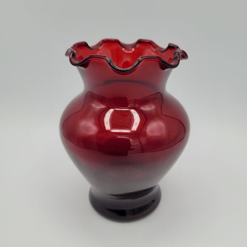 Anchor Hocking Royal Ruby Red line posy vase.