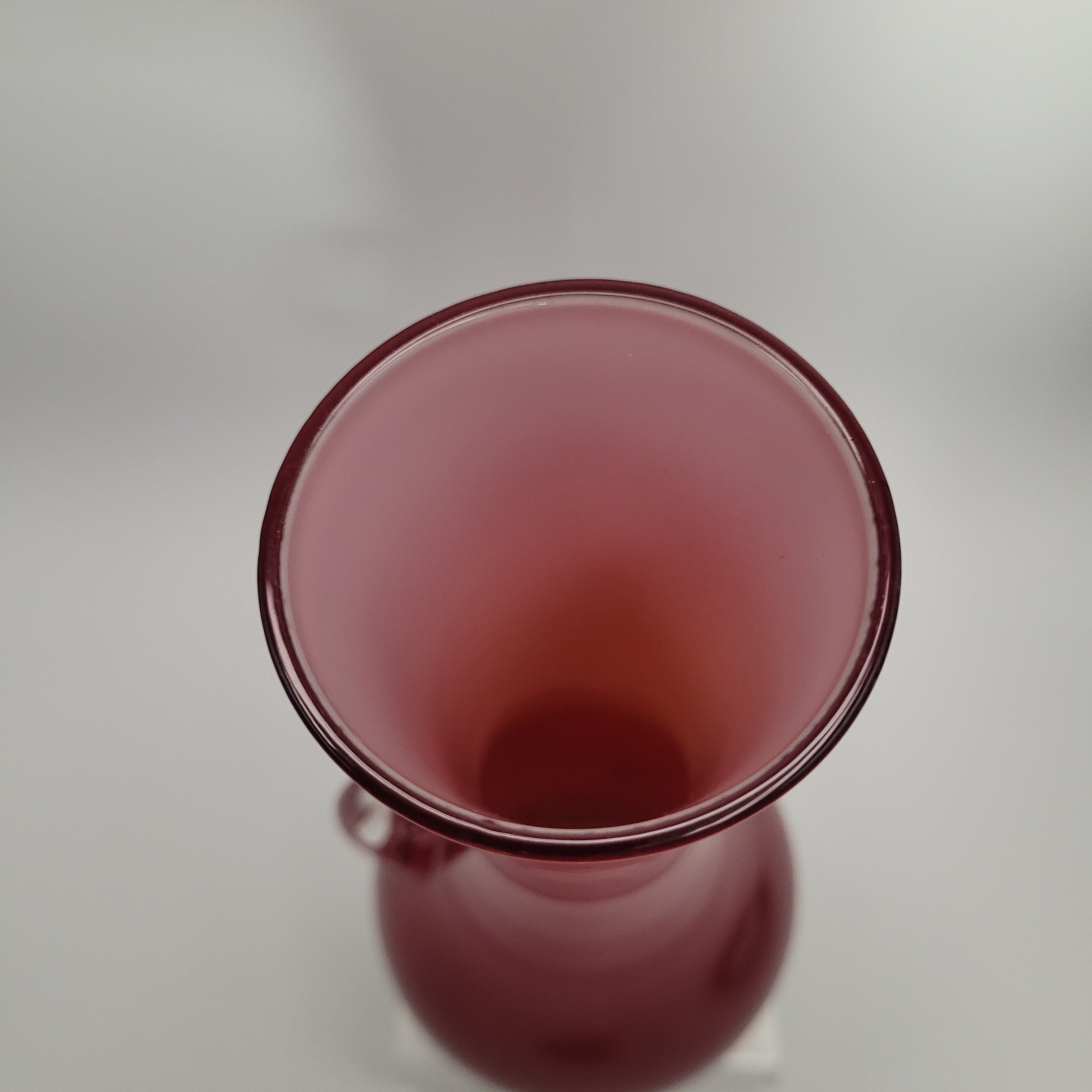 Italian Cased Ruby Red Glass Handled Vase – Attributed to the Empoli Region, c.1960–1970s 🇮🇹