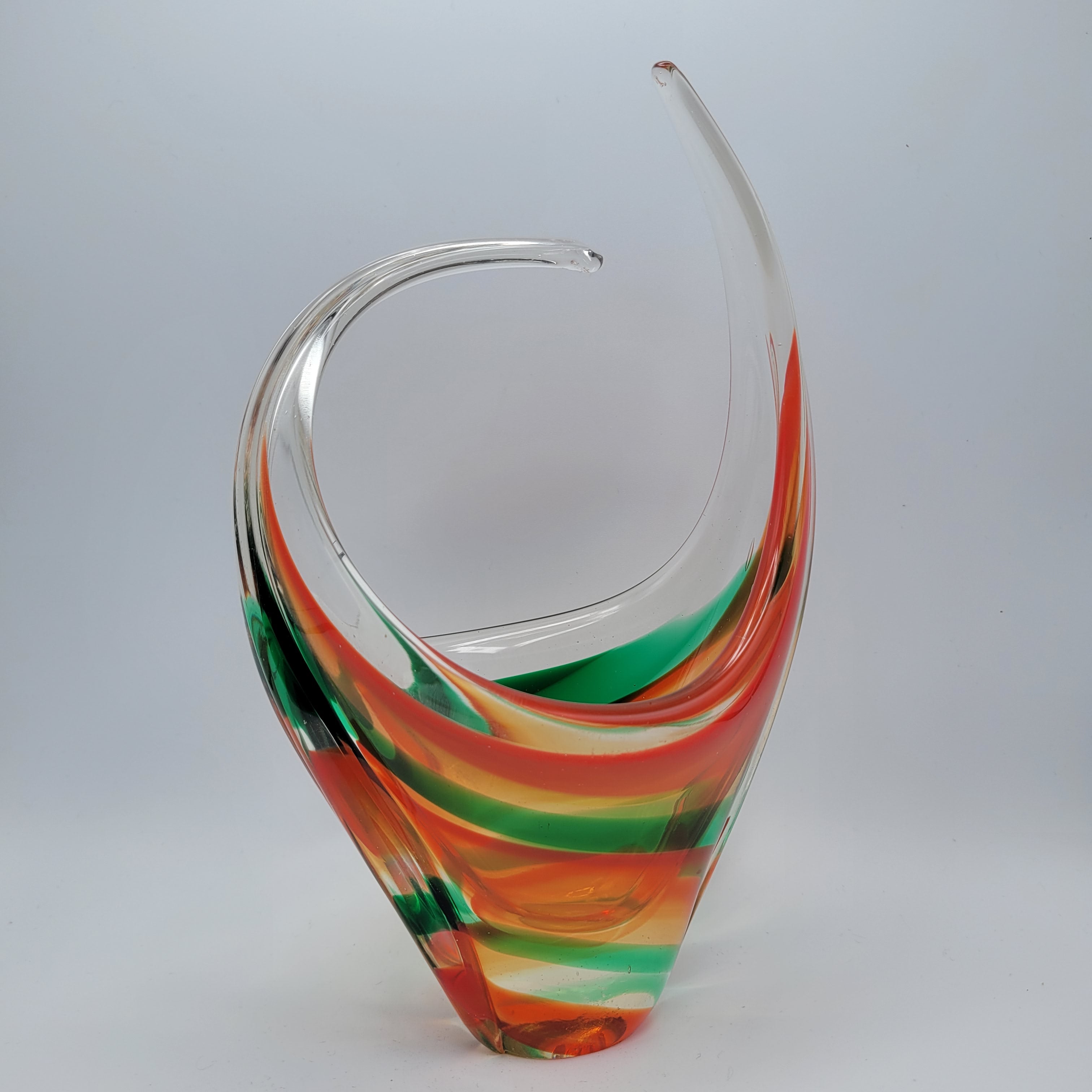 MCM Viartec THF Spanish Art glass sculpture in the Murano tradition, Hand-blown, Vibrant Colour circa 1960s...selenium pinks that glows in UV light.