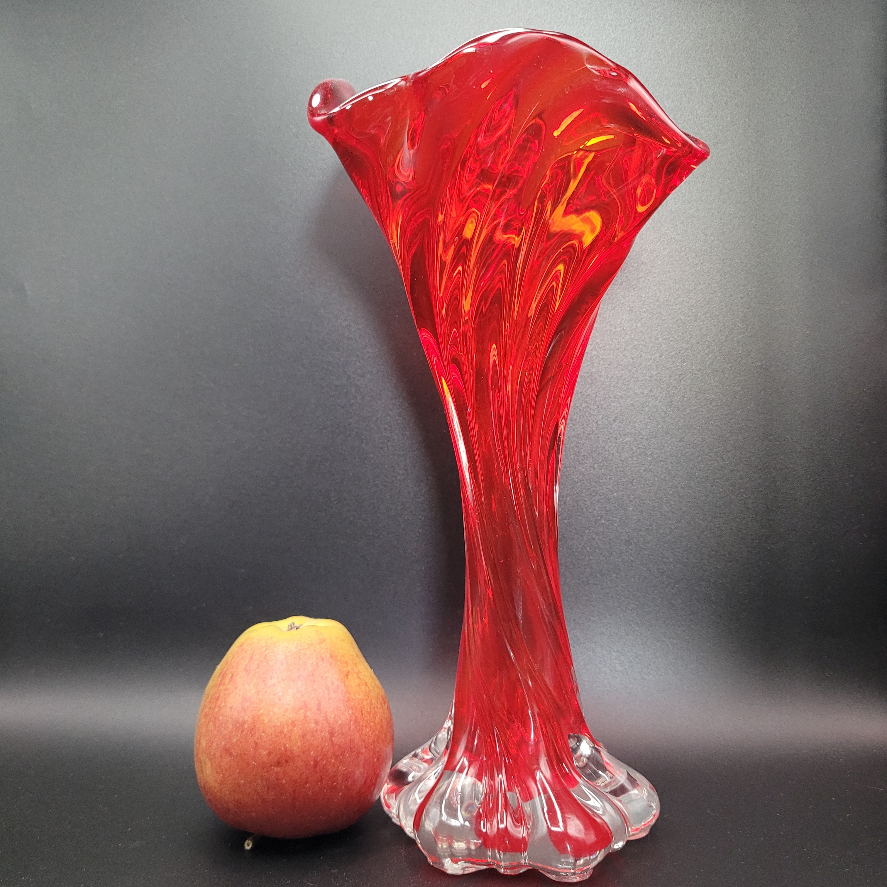 Mid-Century Czech Red Crystal Art Glass Vase, Attributed to Josef Hospodka for Chribska, c. 1970s