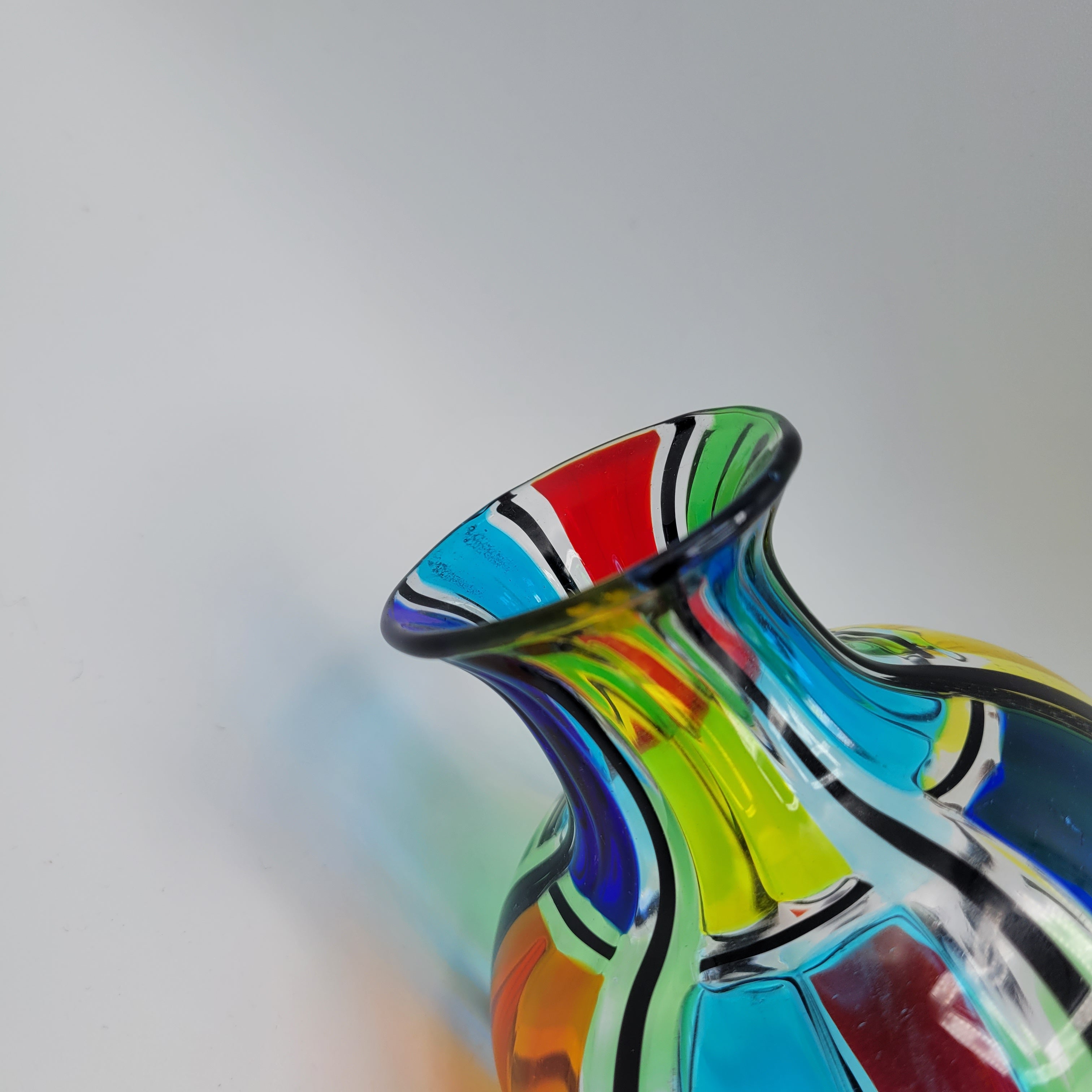 Angelo Ballarin "Carnevale Vase" from the F&M Ballarin studio. Signed, label, and certified Murano Pezzato Glass
