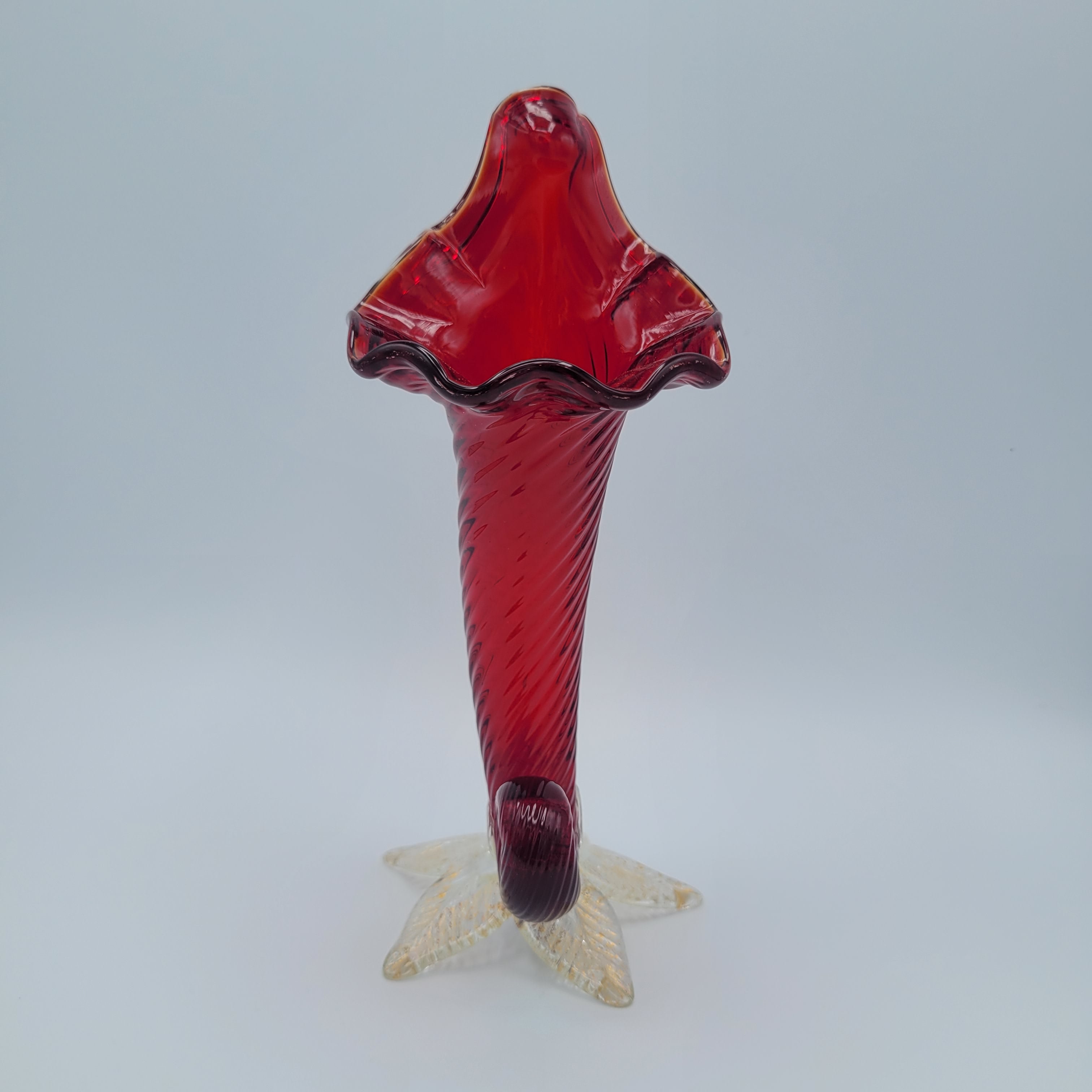 Mid 20th century art glass Cornucopia vase Murano School circa 1950s