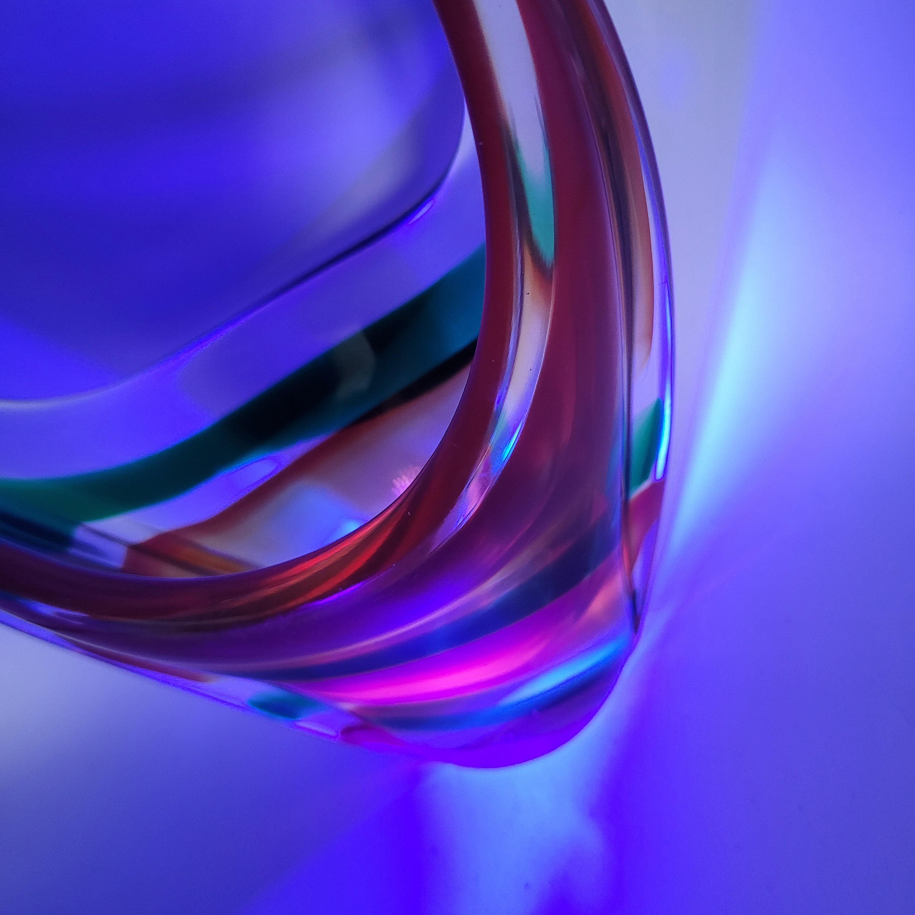 MCM Viartec THF Spanish Art glass sculpture in the Murano tradition, Hand-blown, Vibrant Colour circa 1960s...selenium pinks that glows in UV light.