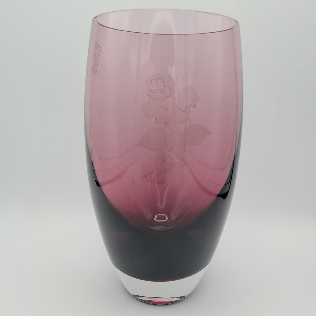 Caithness Vase, Rose etched 1970s or earlier...with label