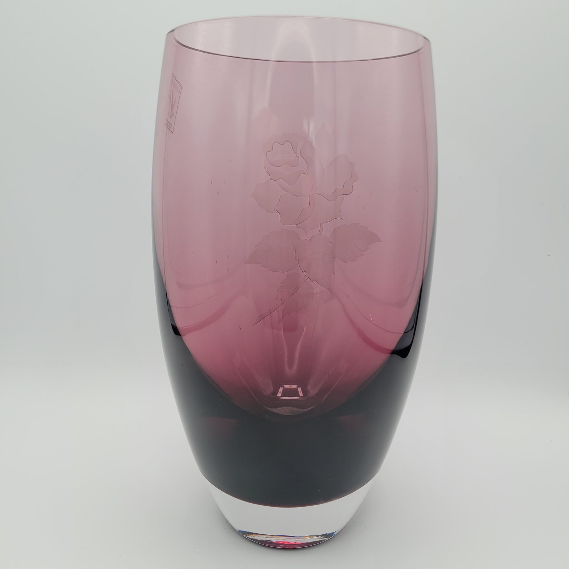 Caithness Vase, Rose etched 1970s or earlier...with label
