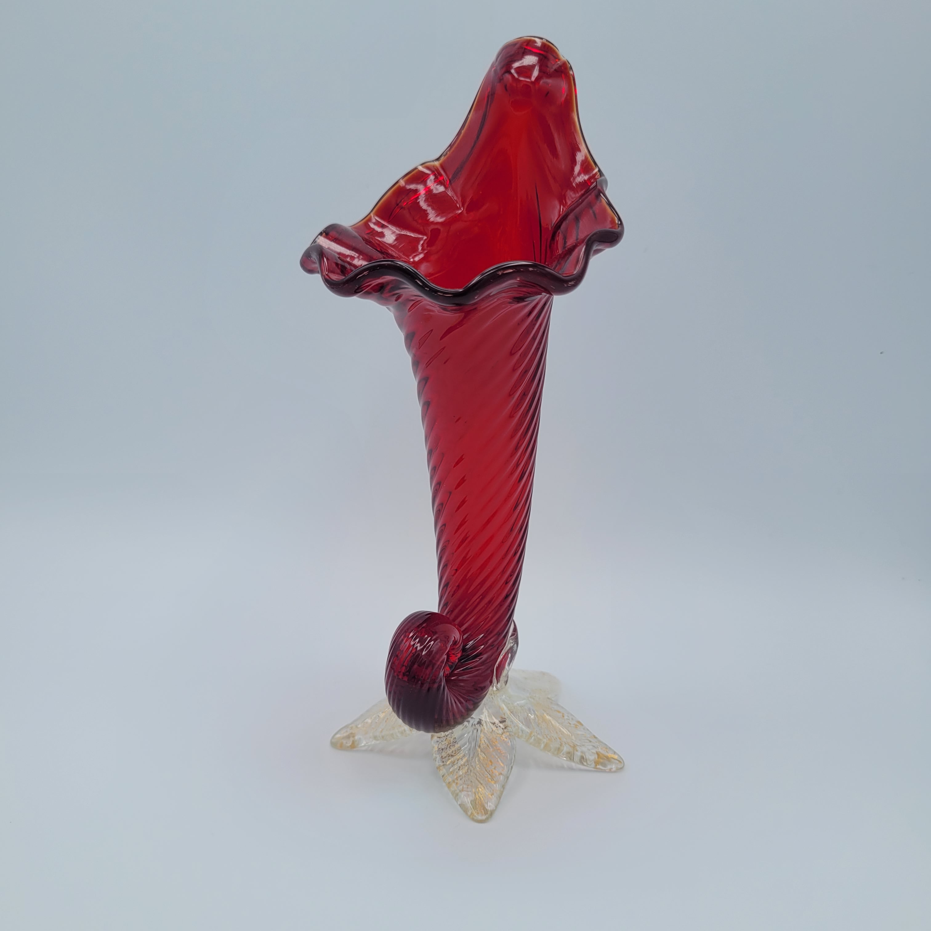 Mid 20th century art glass Cornucopia vase Murano School circa 1950s