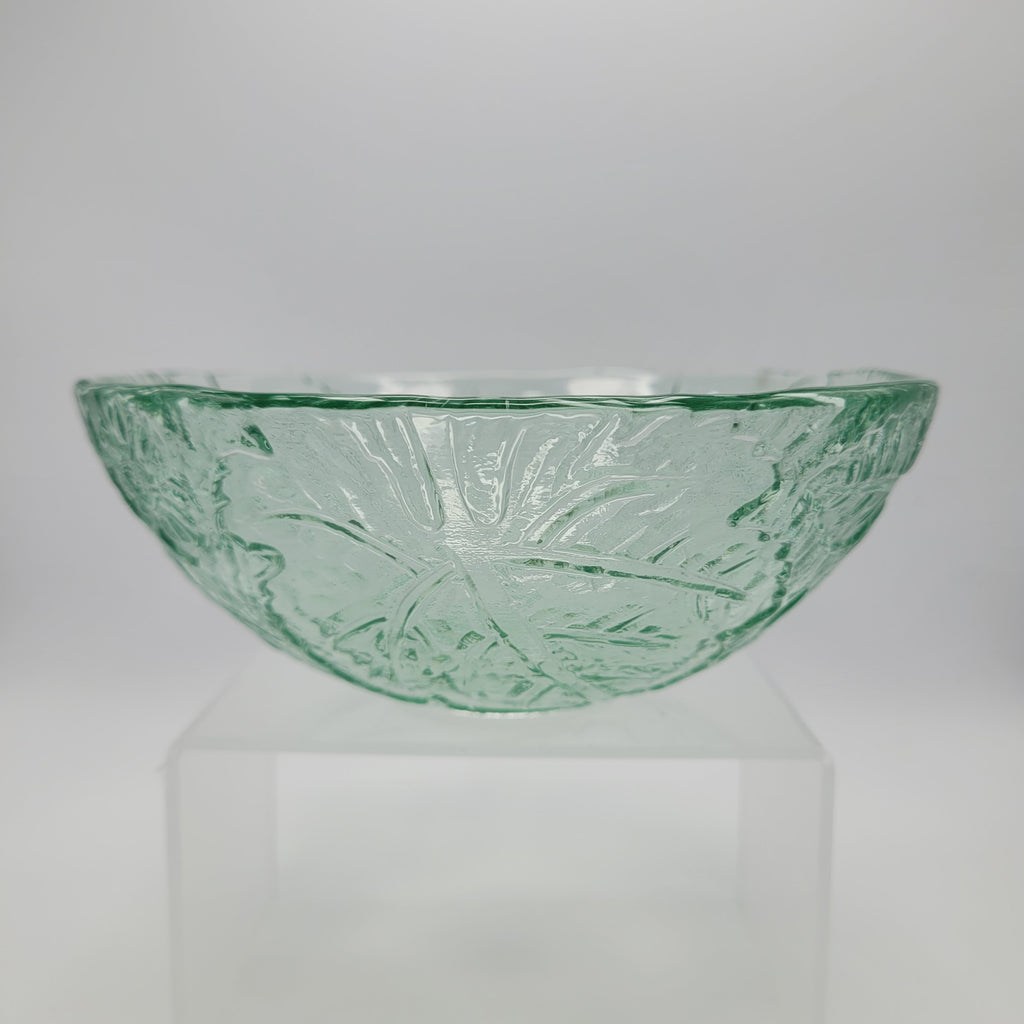 Mid-Century British Pressed Glass Bowl – Pale Green with Subtle Uranium Glow, c.1940s–50s