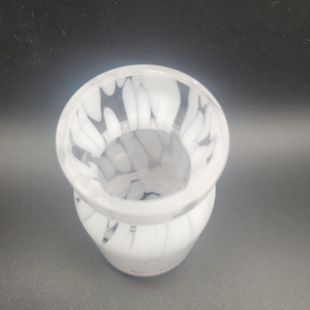 MCM Unique white hand-blown vase with distinctive spatter pattern. Clearly showing Murano influences. Circa 1960s