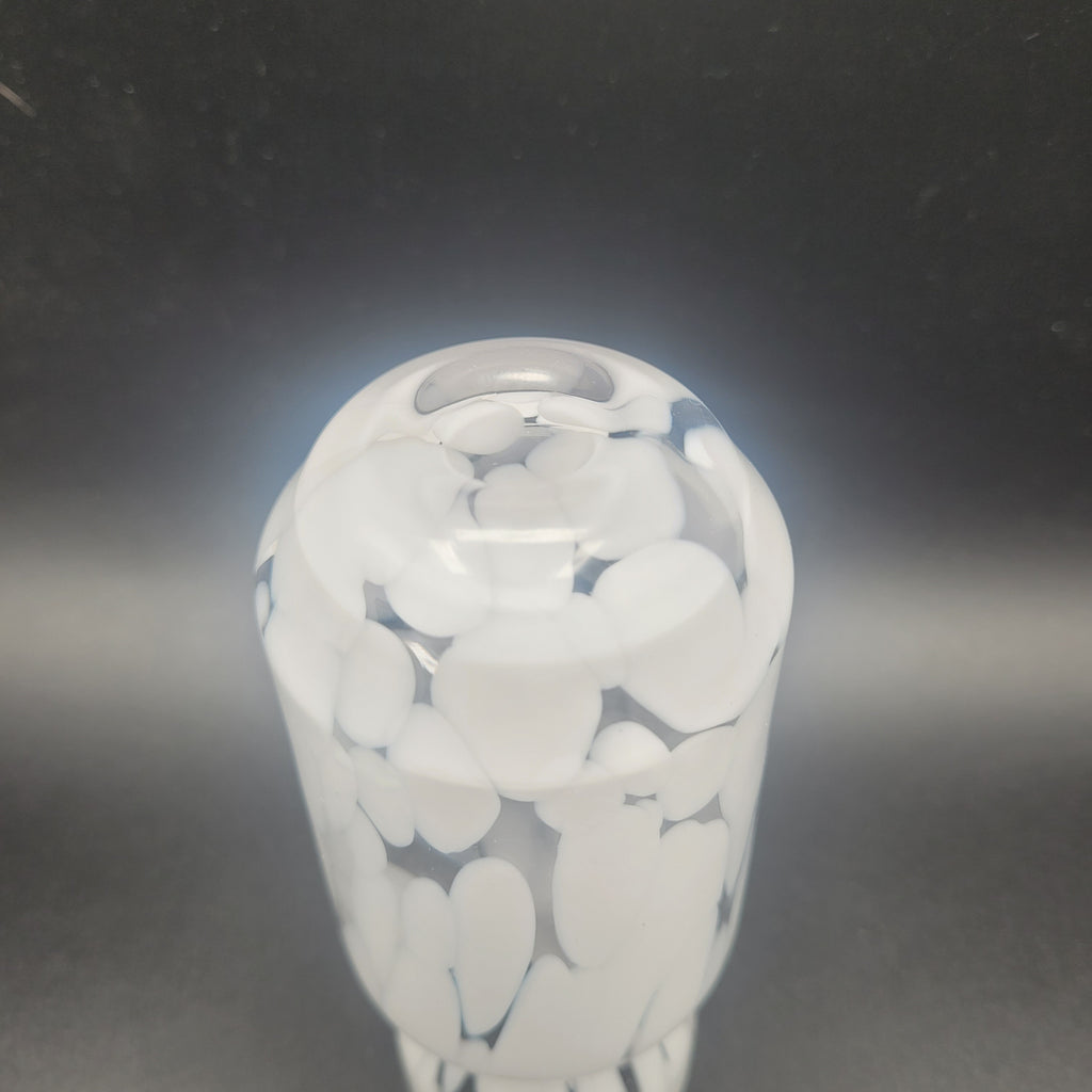 MCM Unique white hand-blown vase with distinctive spatter pattern. Clearly showing Murano influences. Circa 1960s