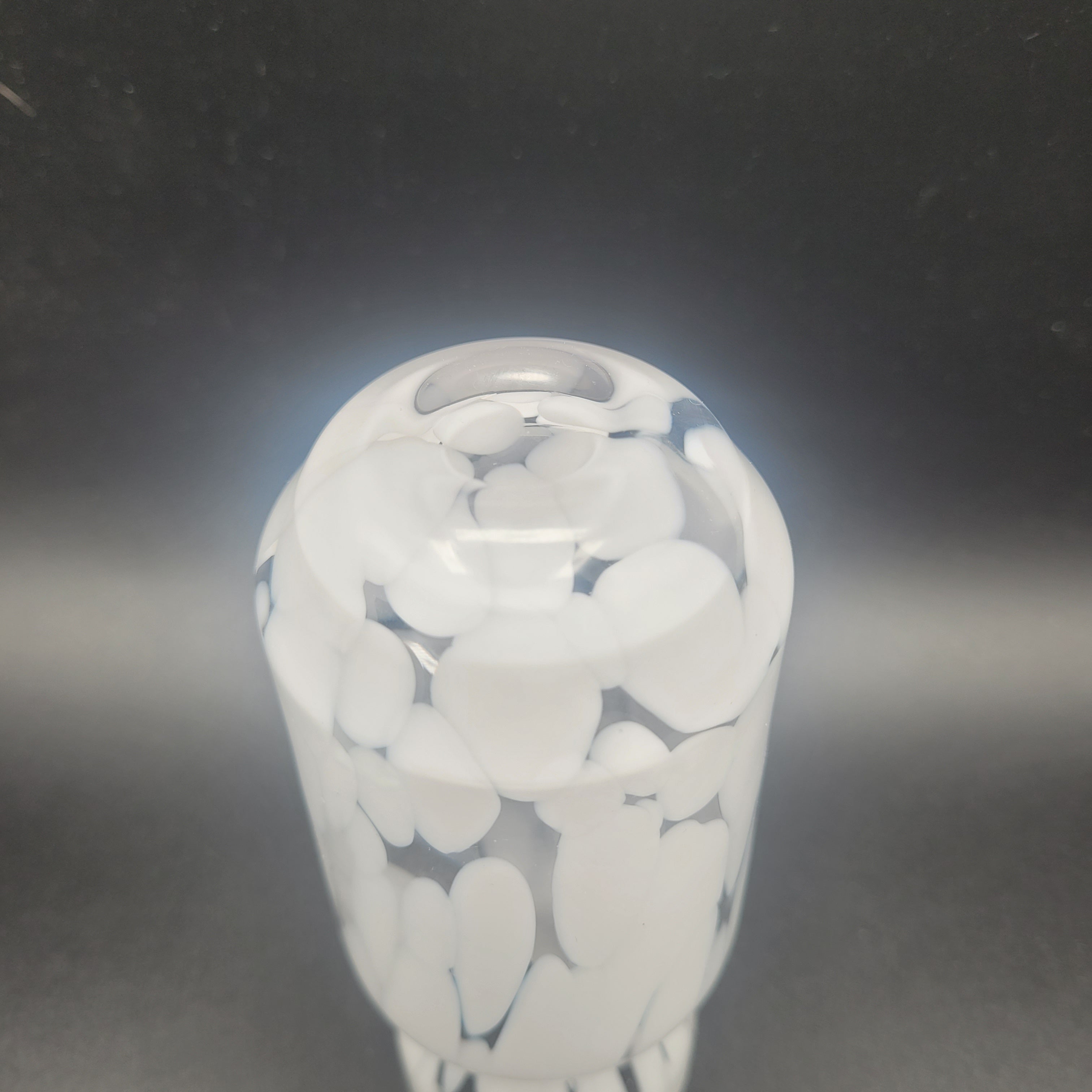 MCM Unique white hand-blown vase with distinctive spatter pattern. Clearly showing Murano influences. Circa 1960s
