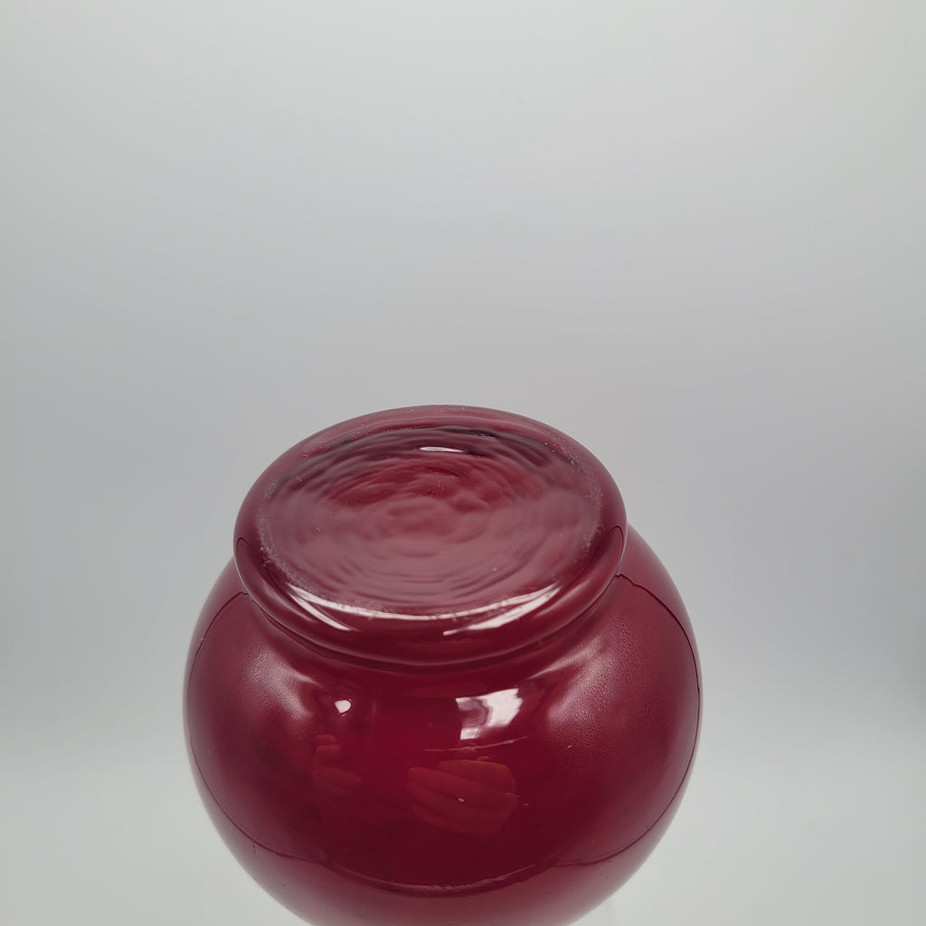 Italian Cased Ruby Red Glass Handled Vase – Attributed to the Empoli Region, c.1960–1970s 🇮🇹