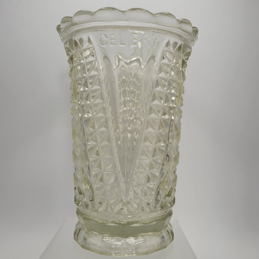 Victorian Pressed Glass “CELERY” Vase — Sowerby, England c. 1885–1895