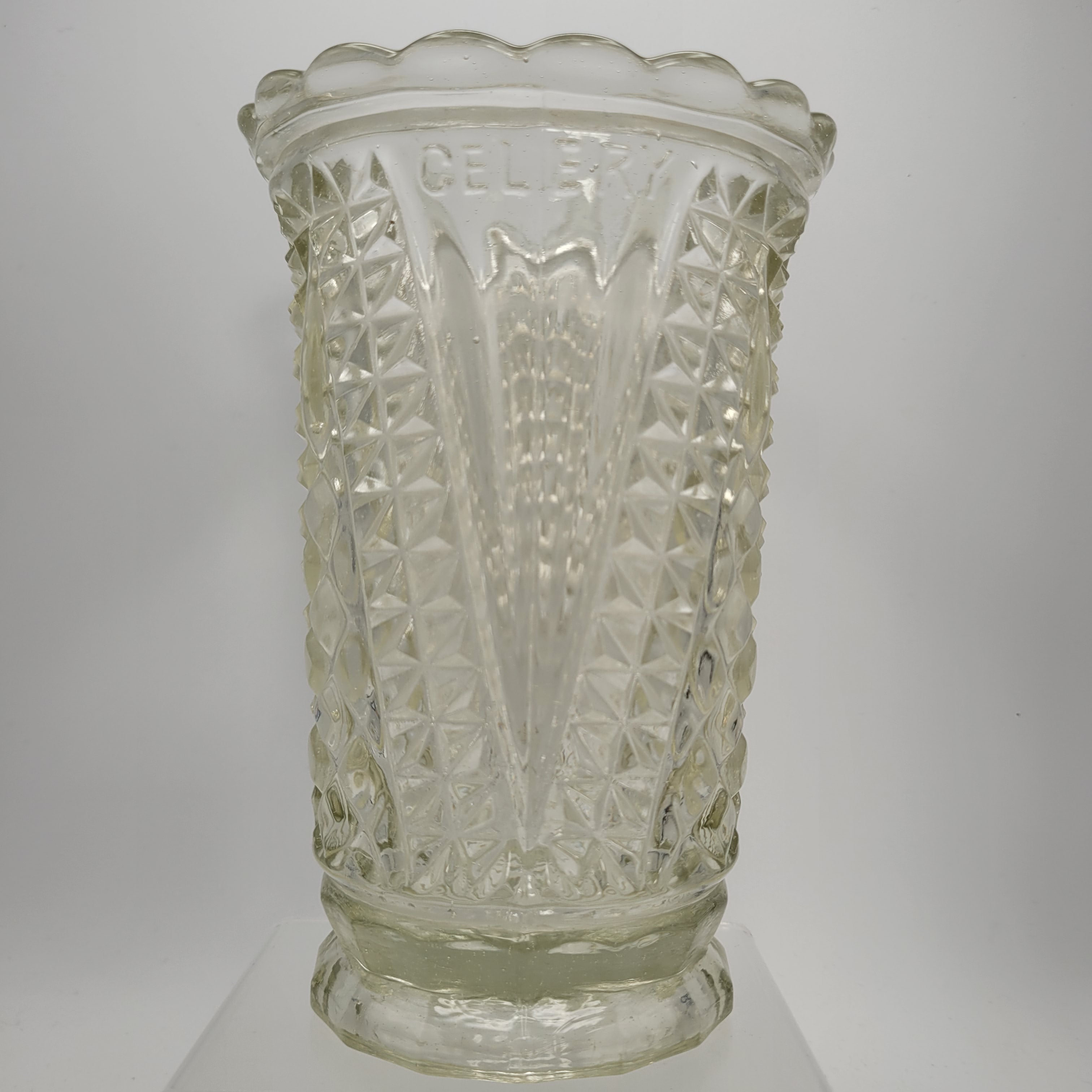 Victorian Pressed Glass “CELERY” Vase — Sowerby, England c. 1885–1895