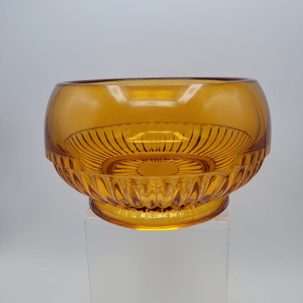 Mid-Century Amber Crystal Bowl — Attributed to Rückl / Sklo Union, Czechoslovakia c. 1965–1975