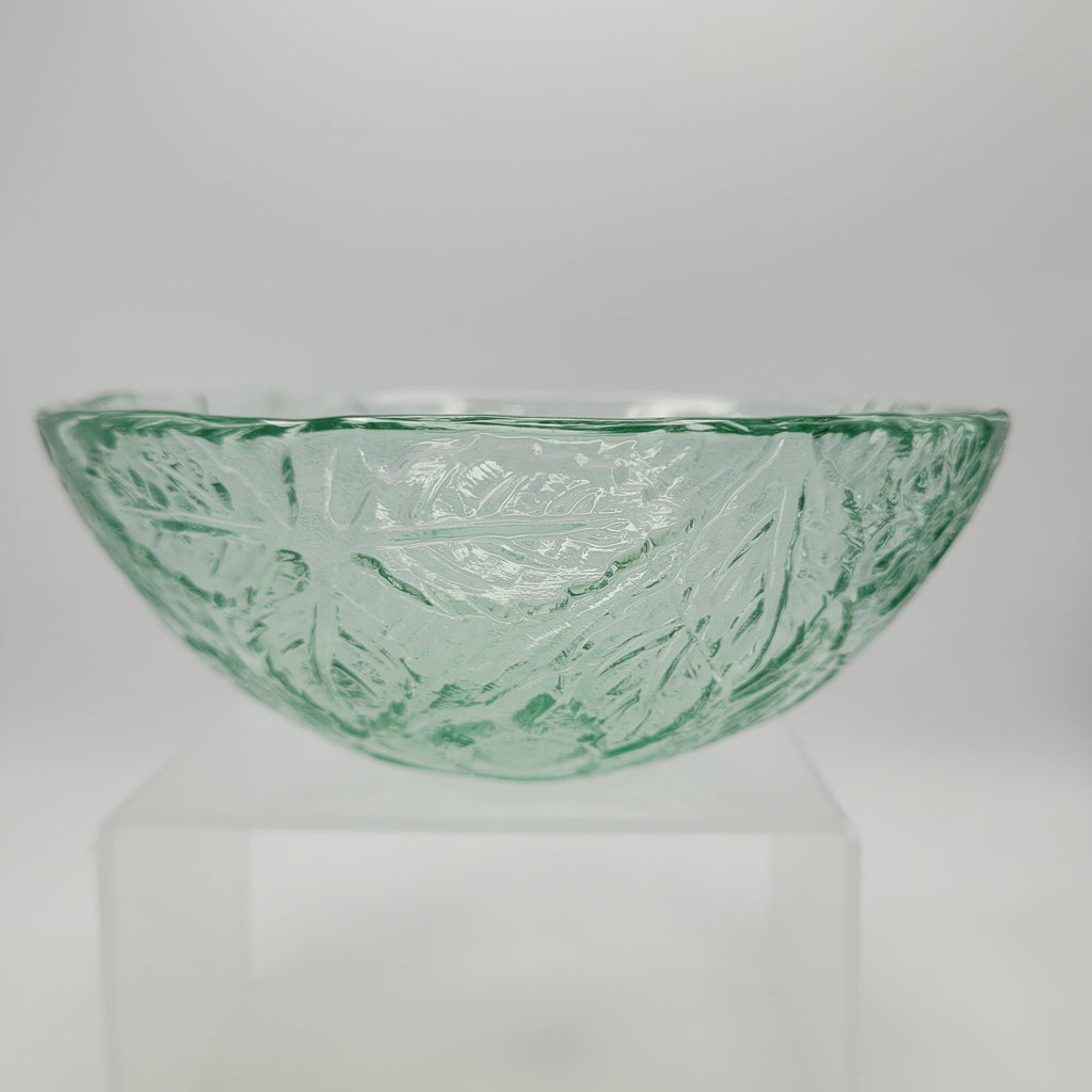 Mid-Century British Pressed Glass Bowl – Pale Green with Subtle Uranium Glow, c.1940s–50s