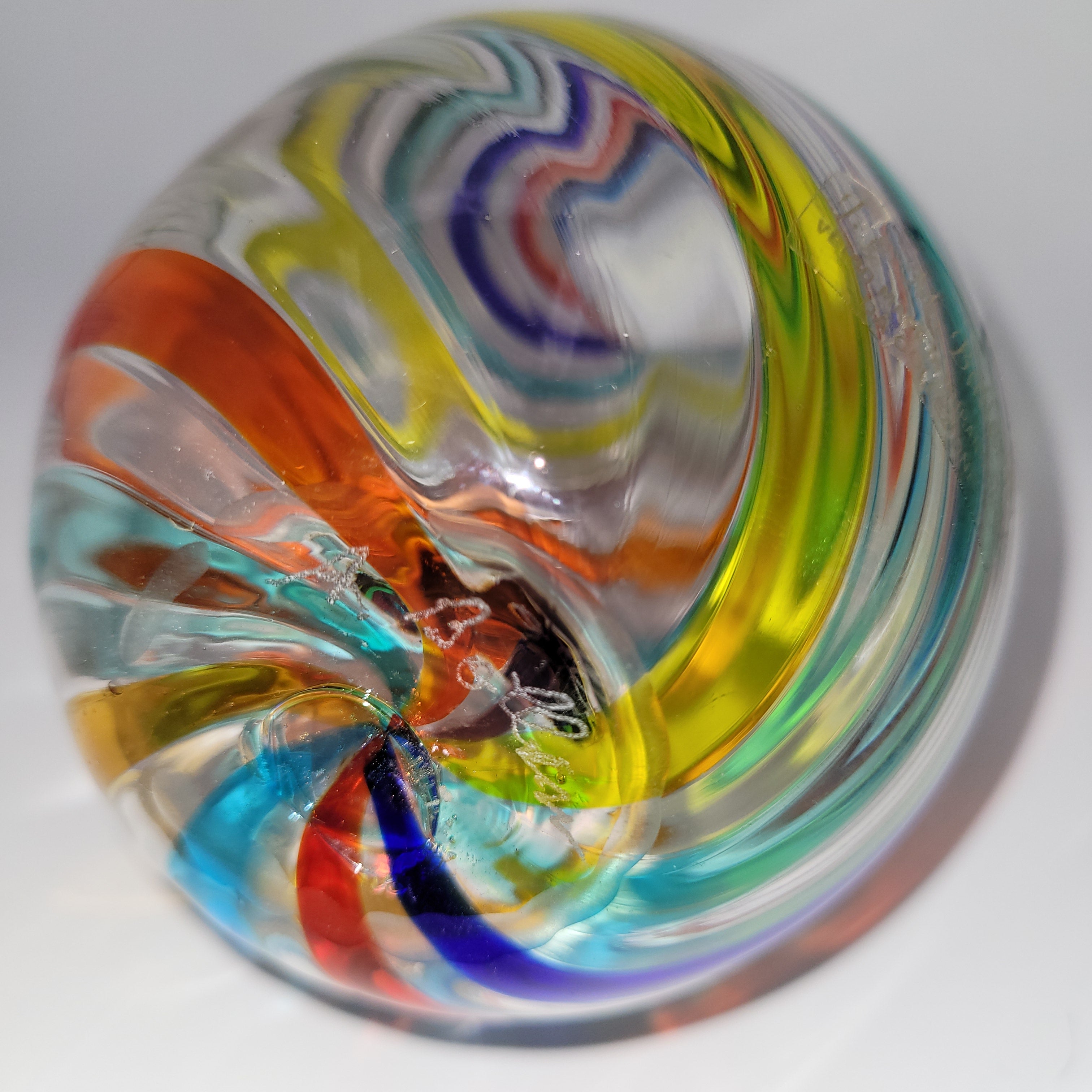 F&M Ballarin Murano Filigree Spiral glass Vase. Signed and with label.