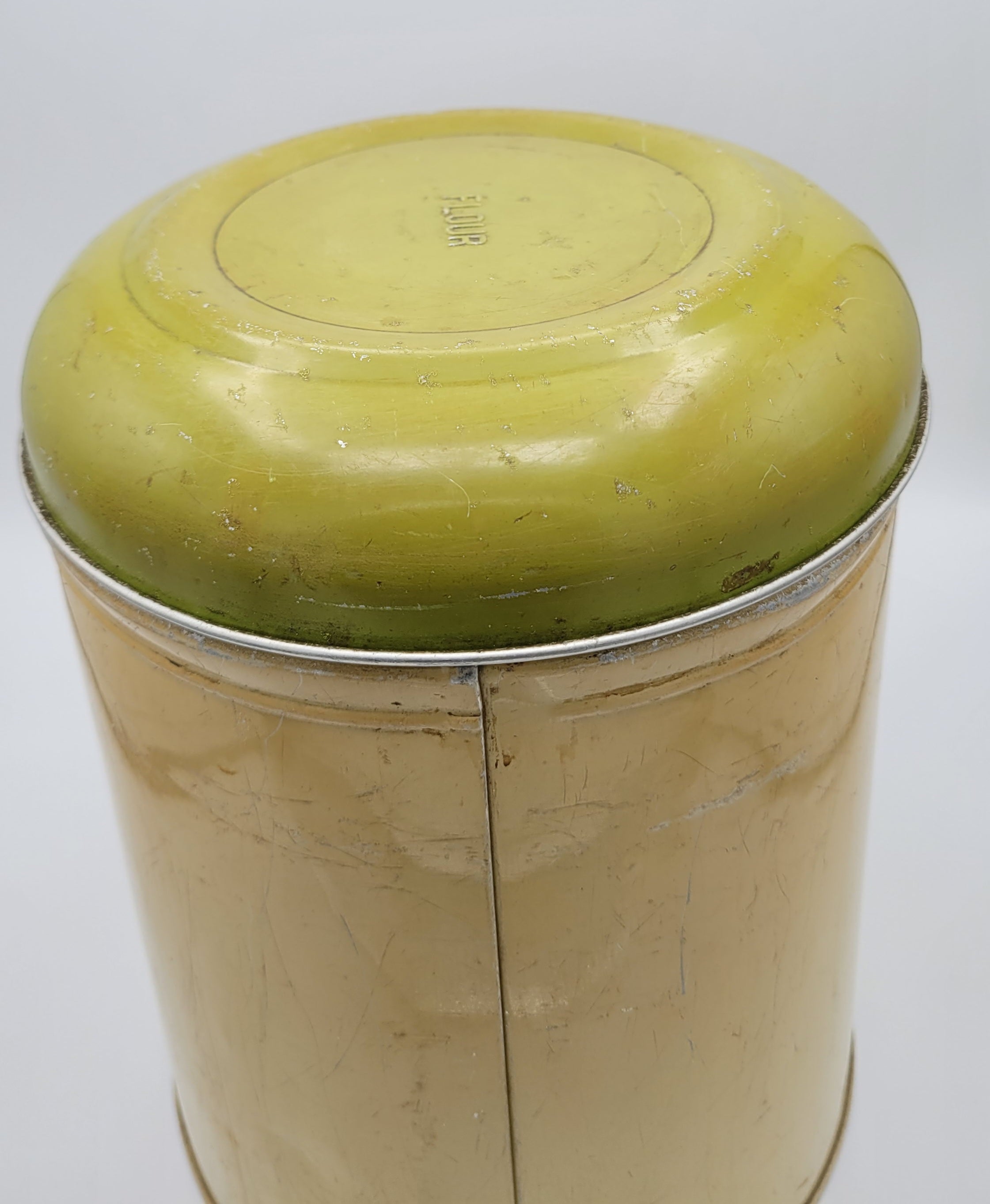 Worcester ware "Daffodils" tinplate flour cannister 1950s