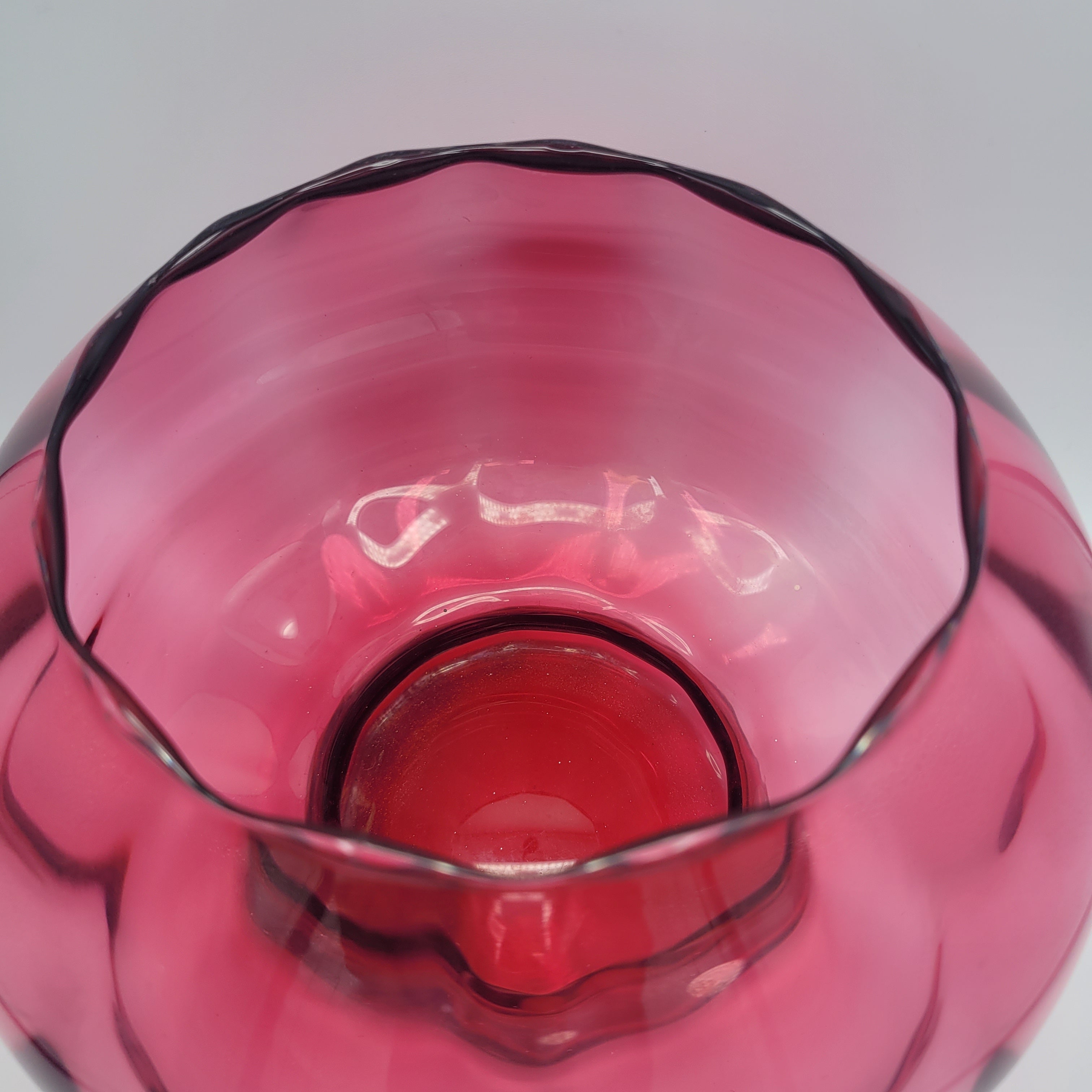 Pilgrim Cranberry Glass Bowl circa 1960s.