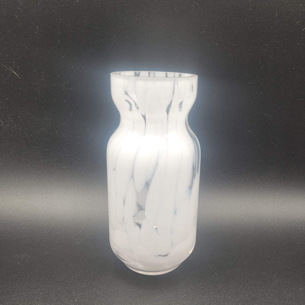 MCM Unique white hand-blown vase with distinctive spatter pattern. Clearly showing Murano influences. Circa 1960s