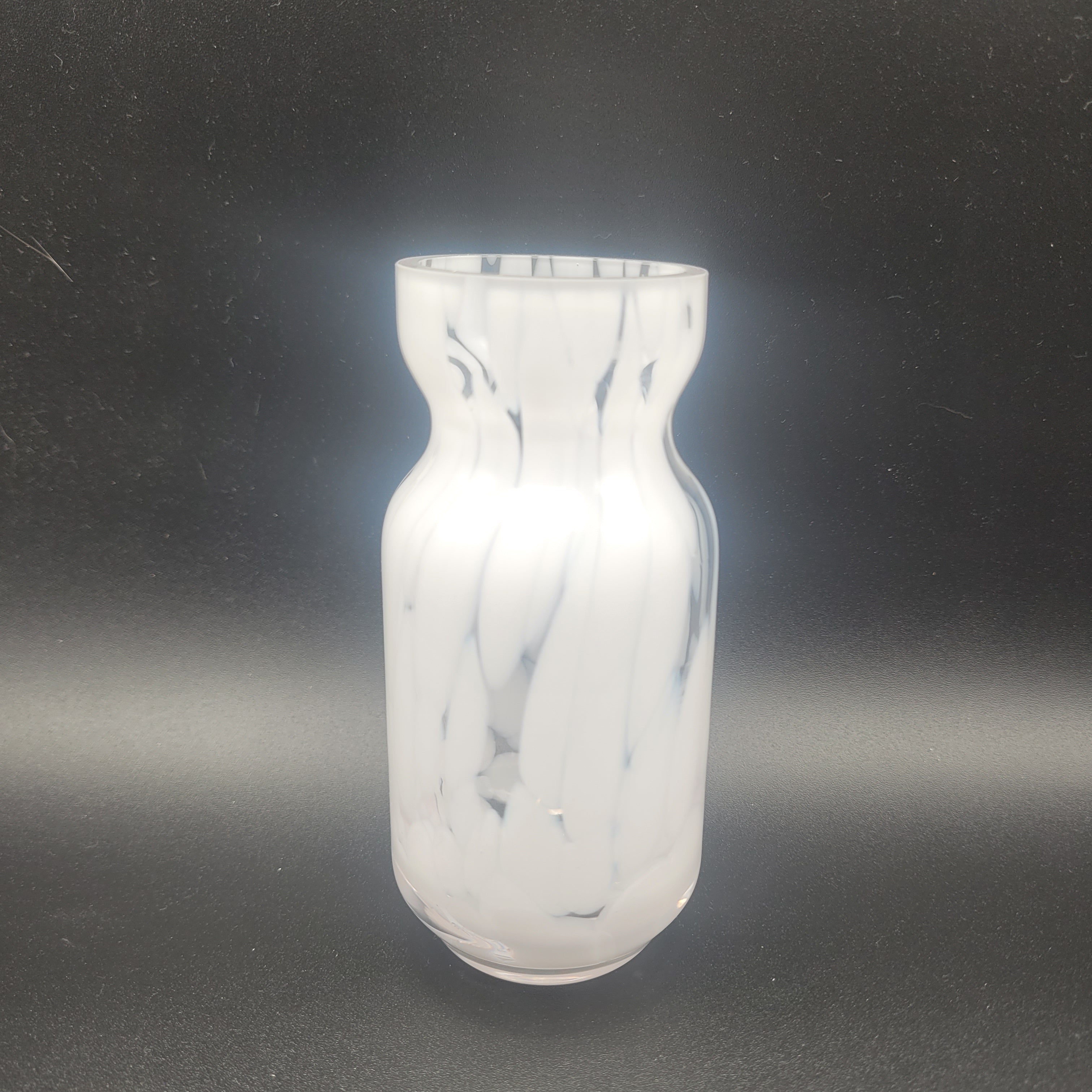 MCM Unique white hand-blown vase with distinctive spatter pattern. Clearly showing Murano influences. Circa 1960s